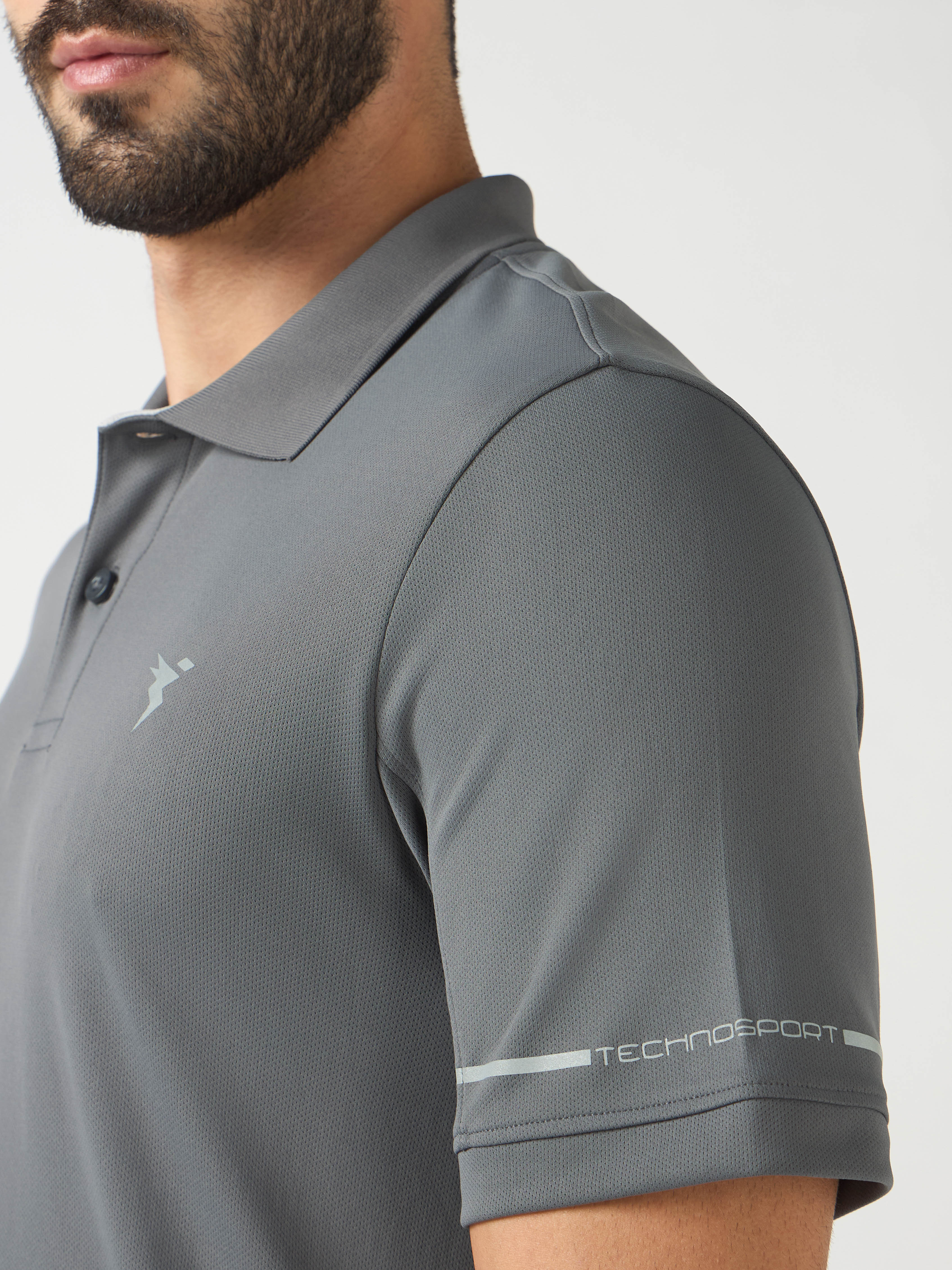 Men Solid Slim Fit Polo T-shirt with TECHNO COOL+ - Image 5