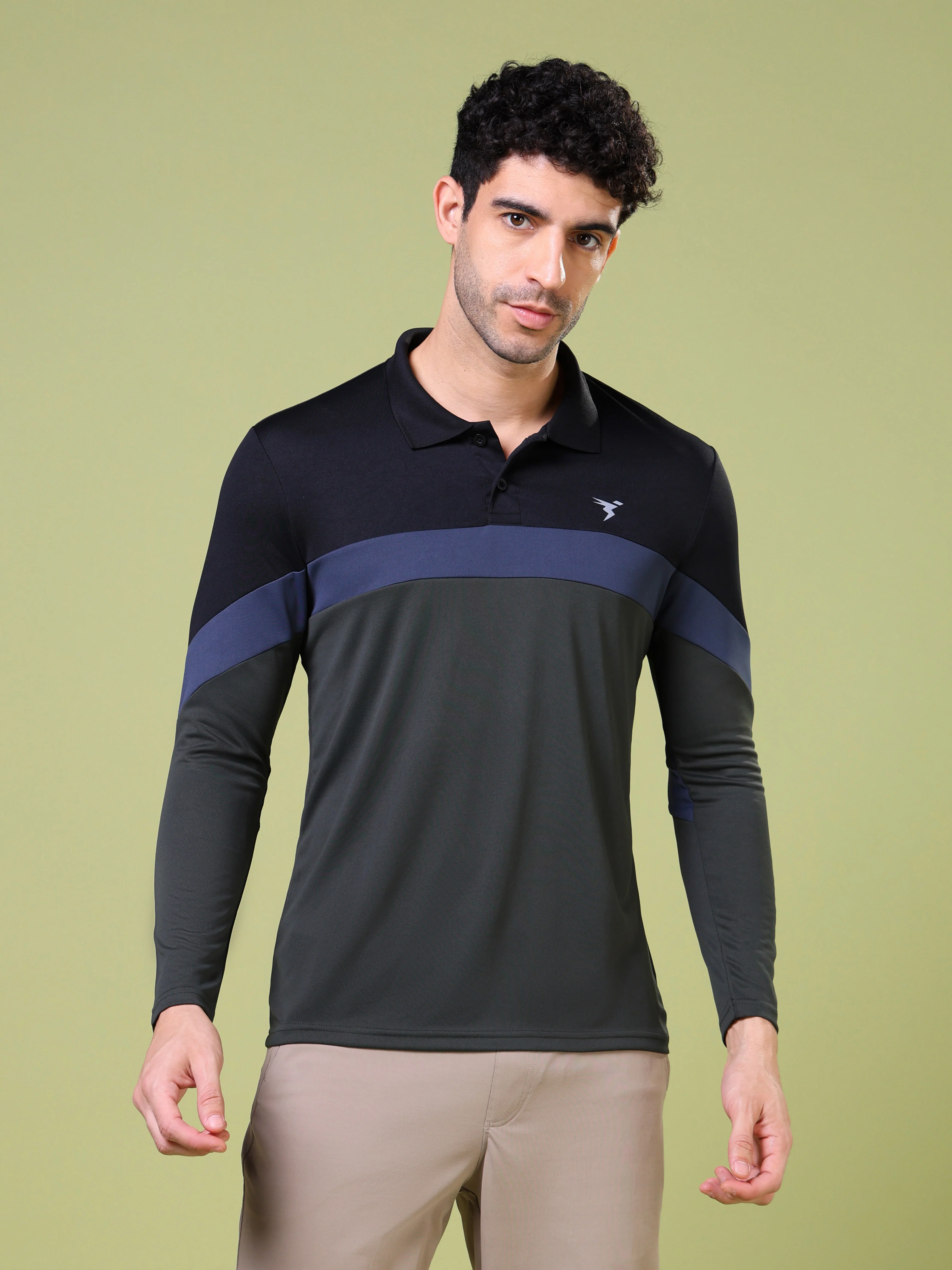 Men Solid Slim Fit Polo T-shirt with TECHNOCOOL+