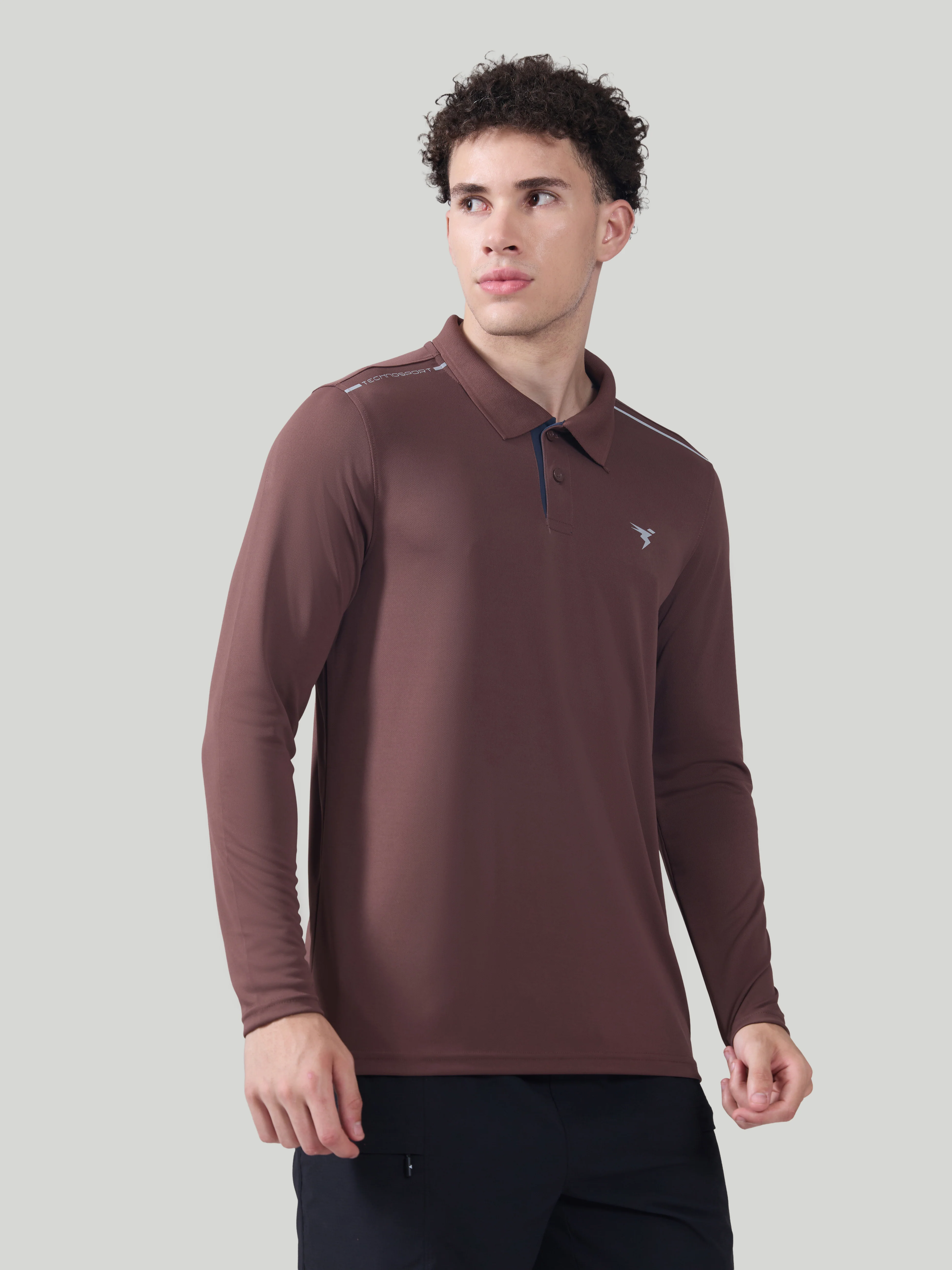 Men Solid Slim Fit Polo T-shirt with TECHNOCOOL+