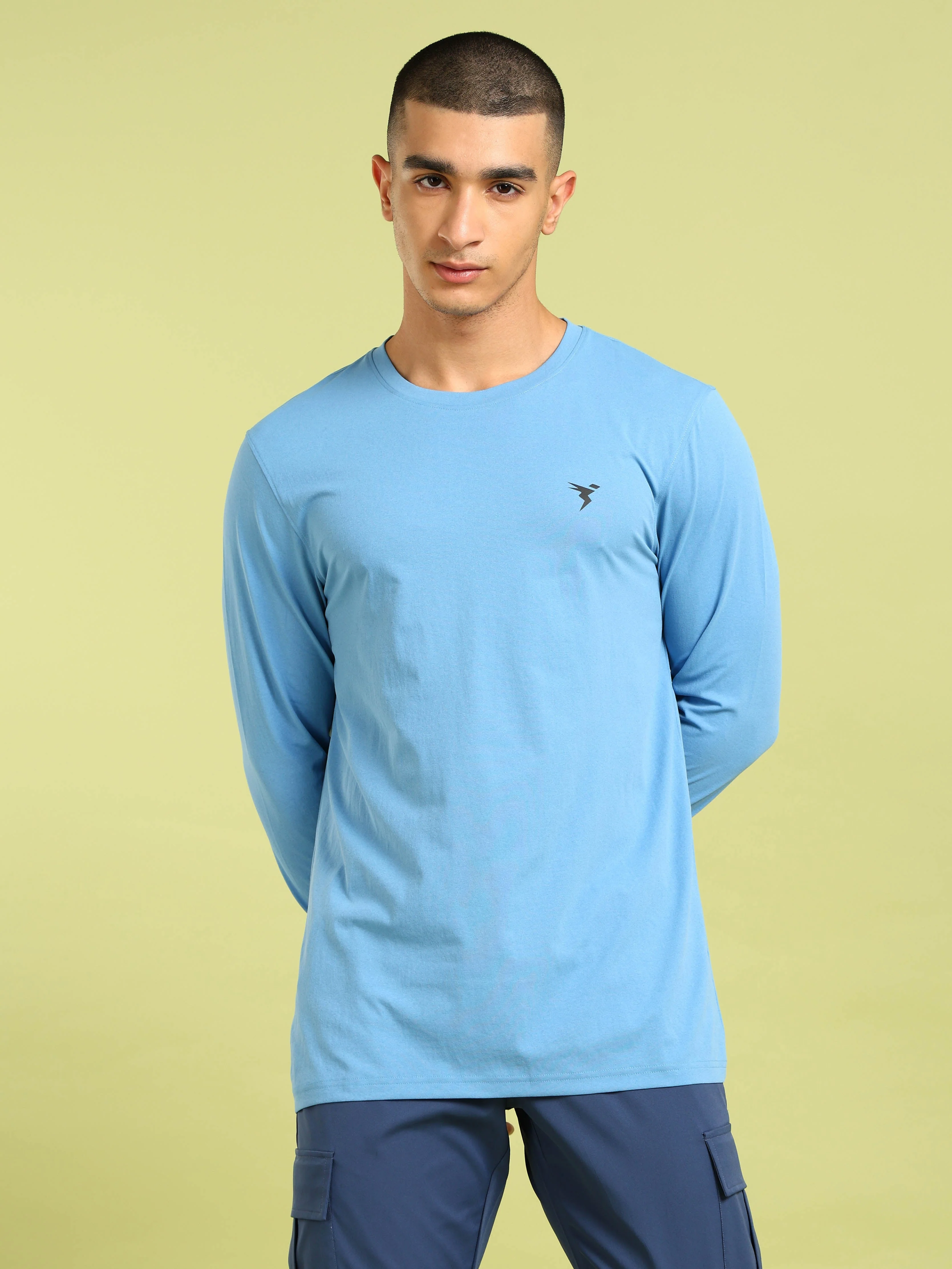 Men Solid Slim Fit Round Neck Sports T-shirt with COTFLEX