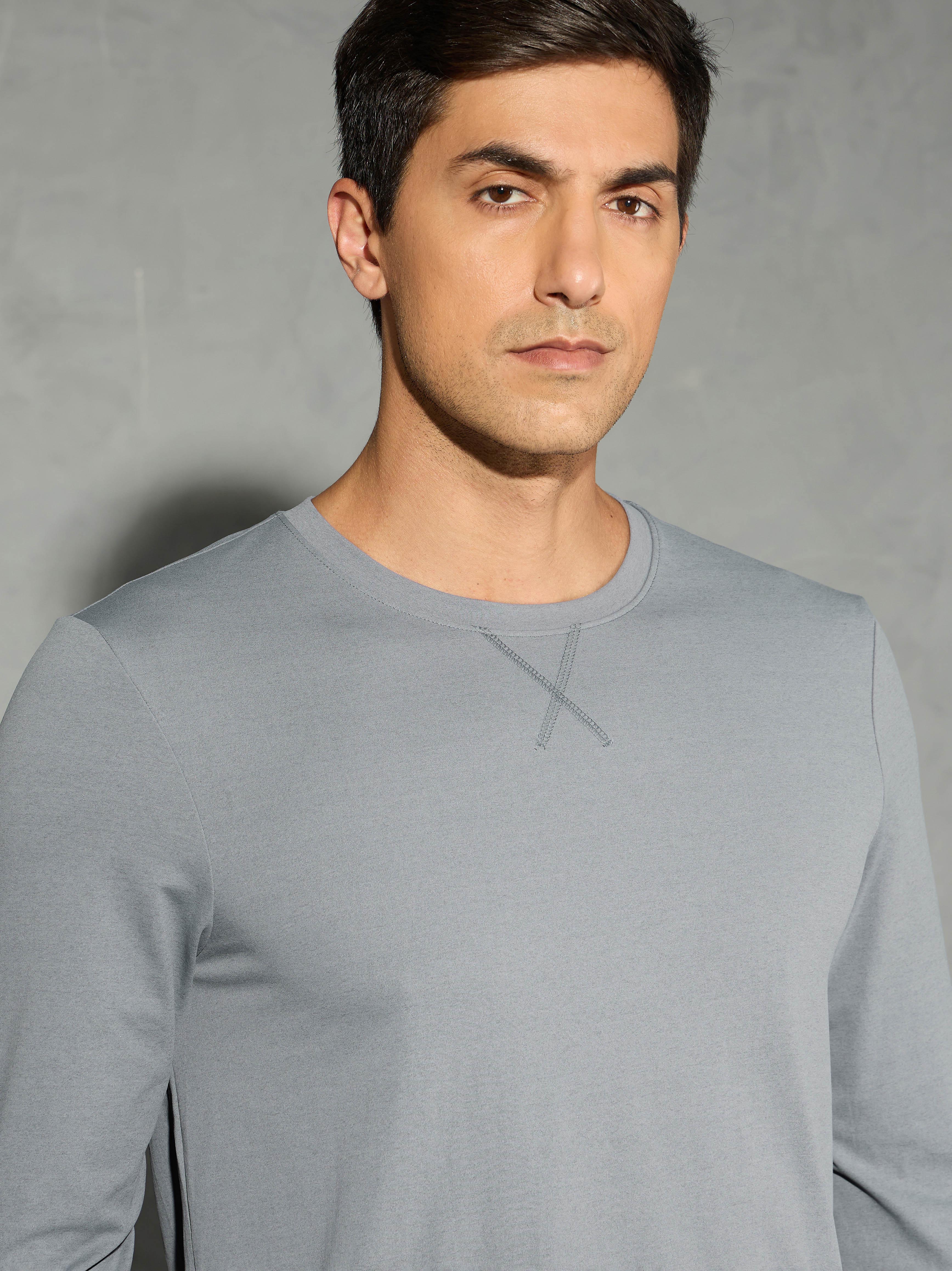 Men Solid Slim Fit Round Neck Sports T-shirt with COTFLEX - Image 5