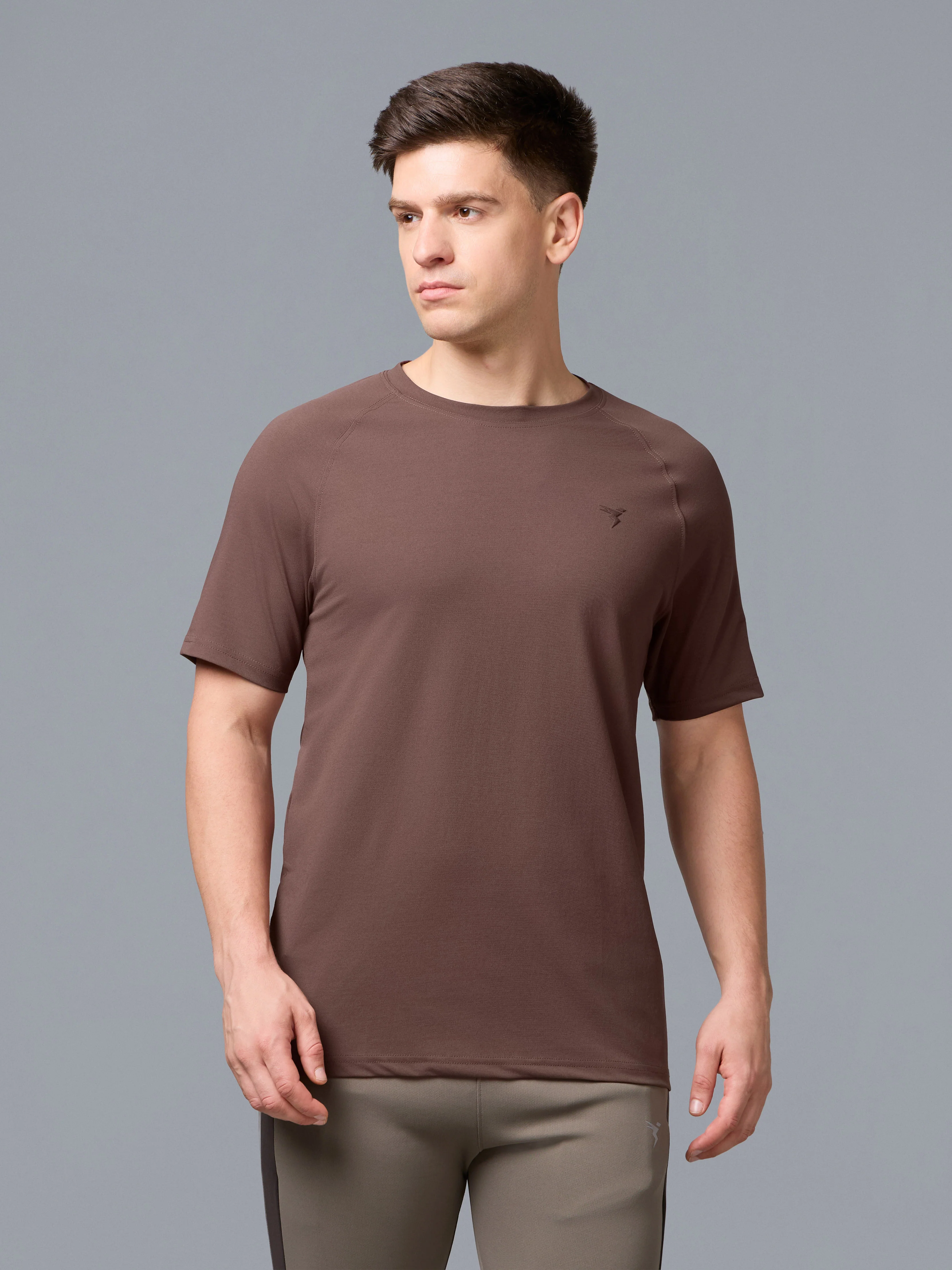Men Solid Slim Fit Round Neck T-shirt with COTFLEX - Image 2