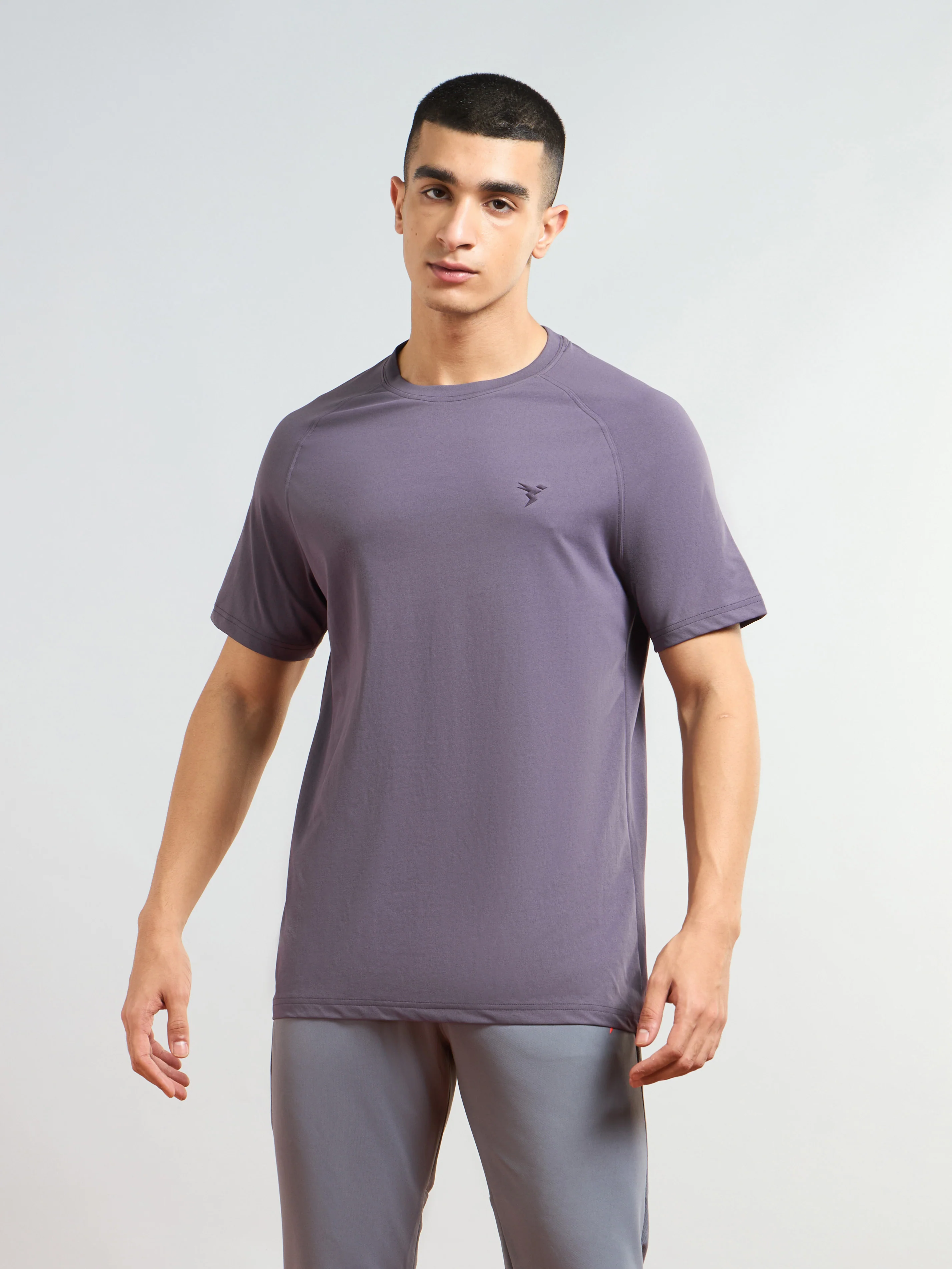 Men Solid Slim Fit Round Neck T-shirt with COTFLEX - Image 2