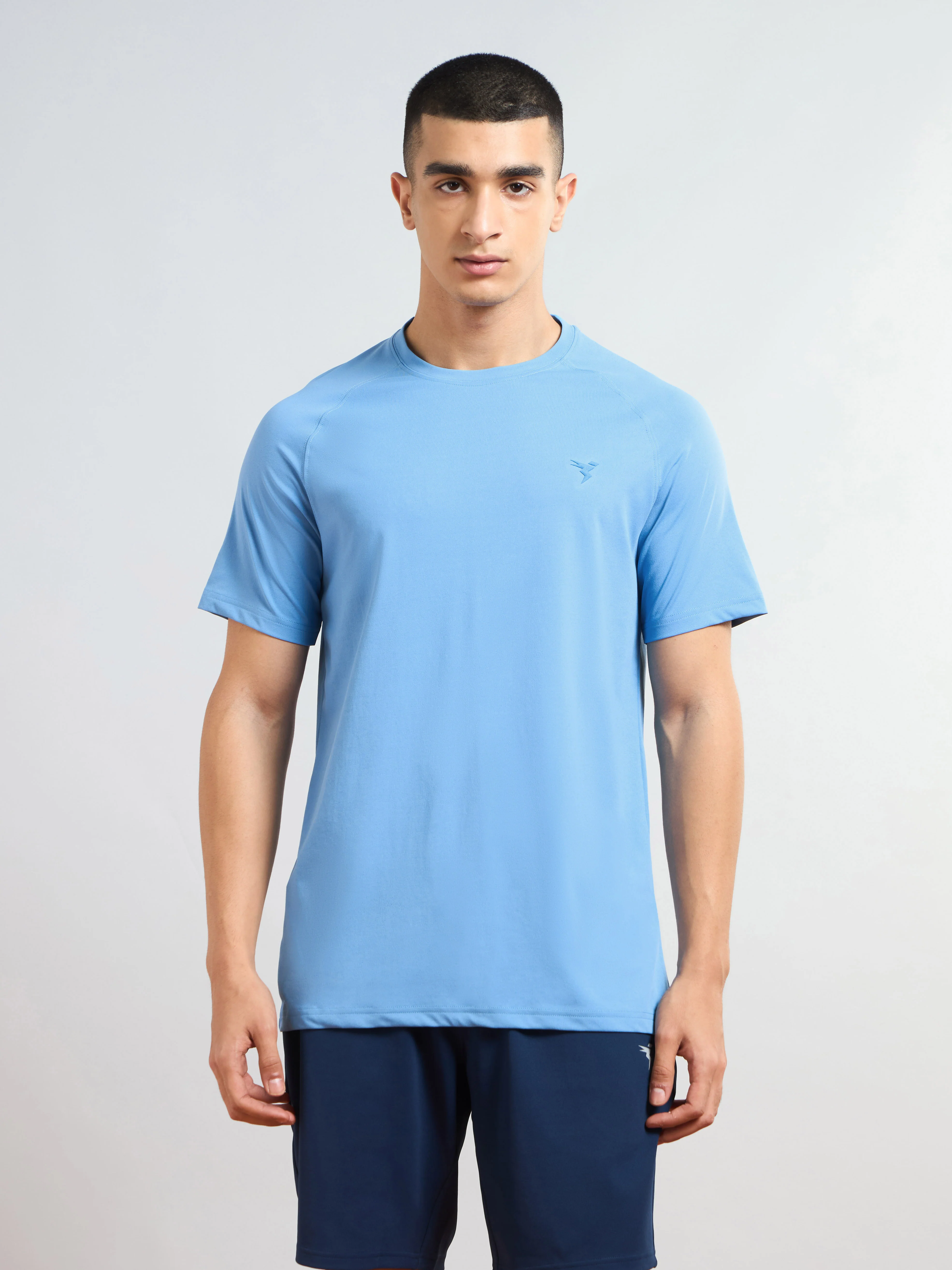 Men Solid Slim Fit Round Neck T-shirt with COTFLEX - Image 2
