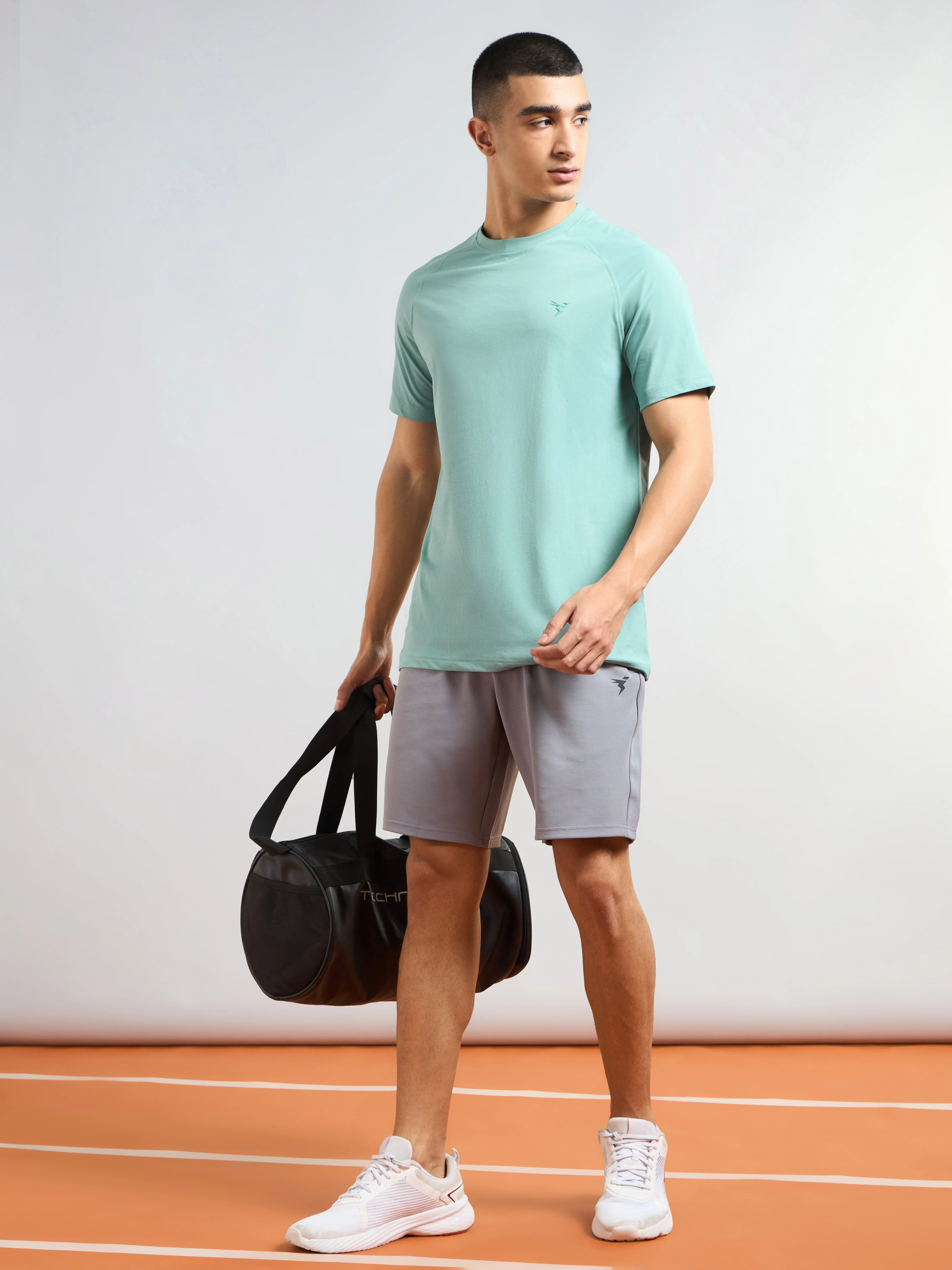 Men Solid Slim Fit Round Neck T-shirt with COTFLEX - Image 5