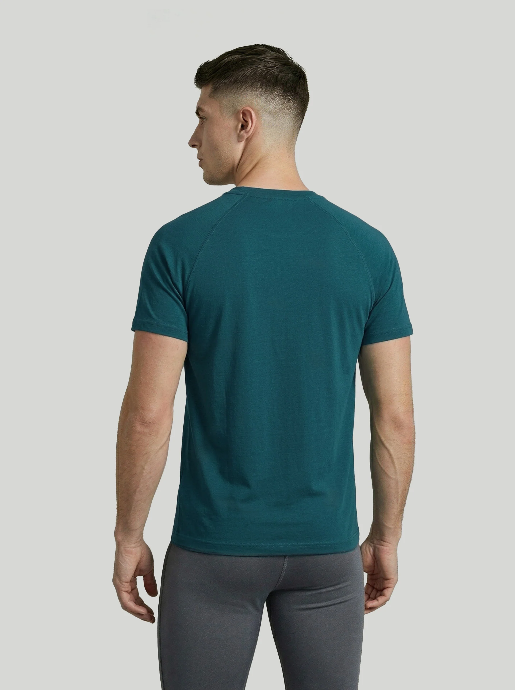 Men Solid Slim Fit Round Neck T-shirt with COTFLEX - Image 3