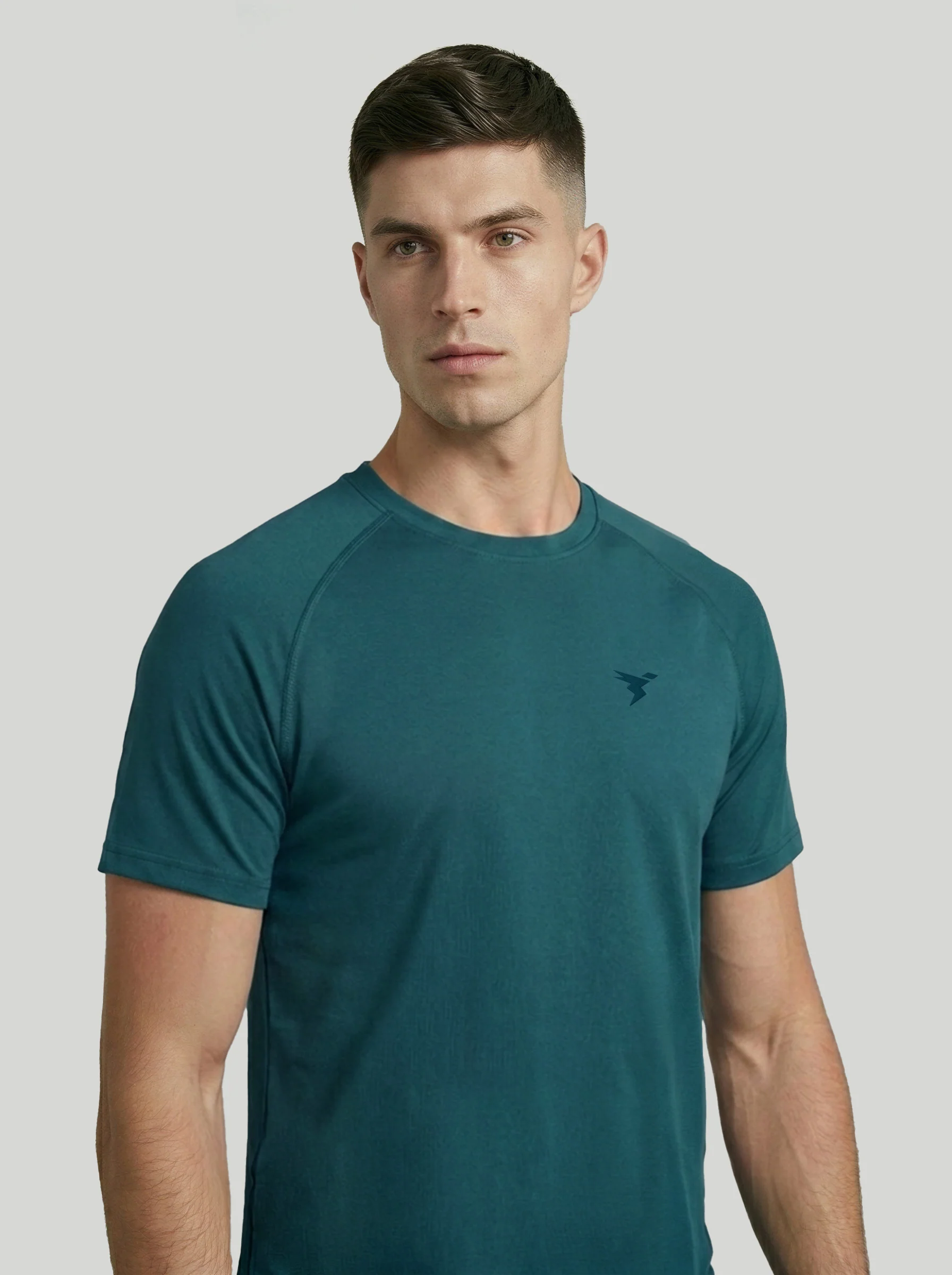 Men Solid Slim Fit Round Neck T-shirt with COTFLEX - Image 4