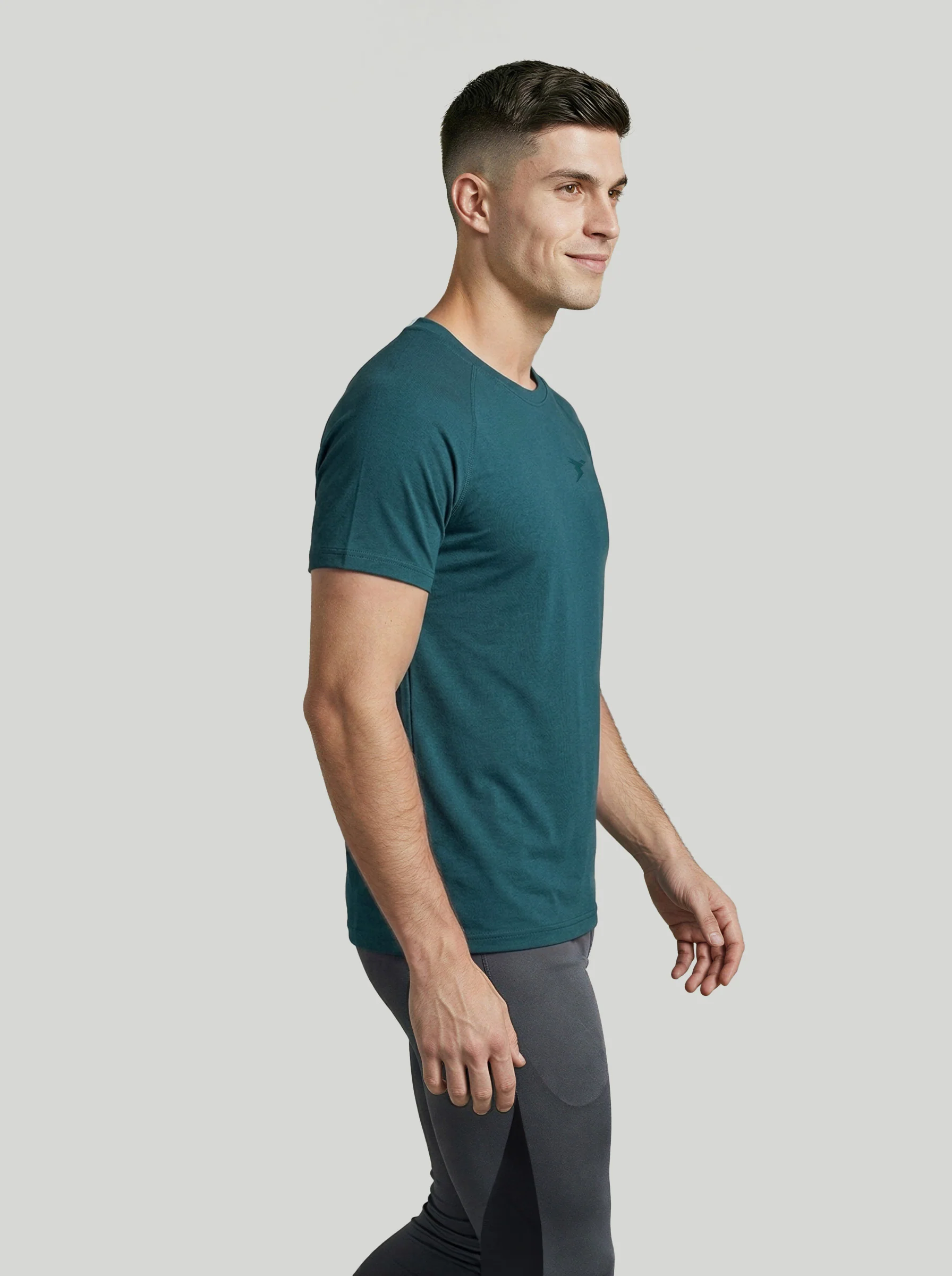 Men Solid Slim Fit Round Neck T-shirt with COTFLEX - Image 5