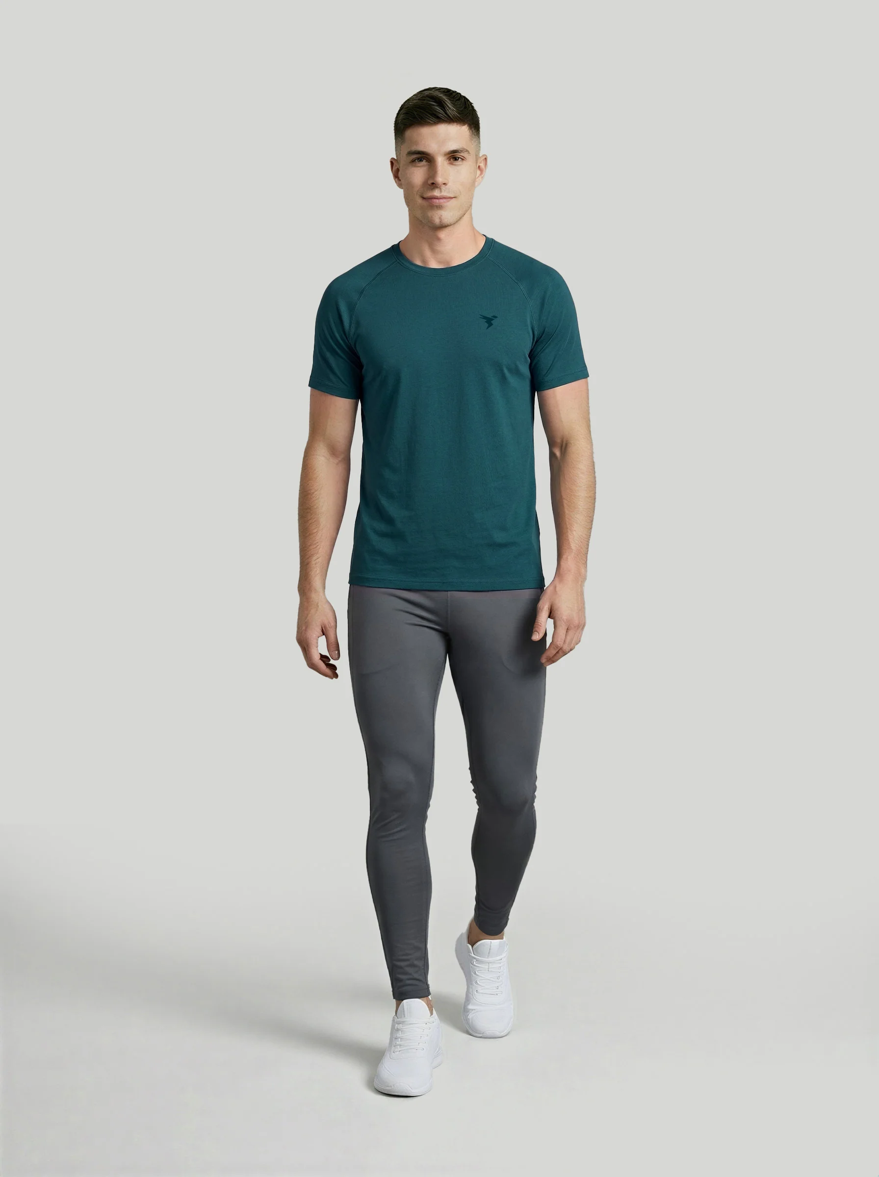 Men Solid Slim Fit Round Neck T-shirt with COTFLEX - Image 6