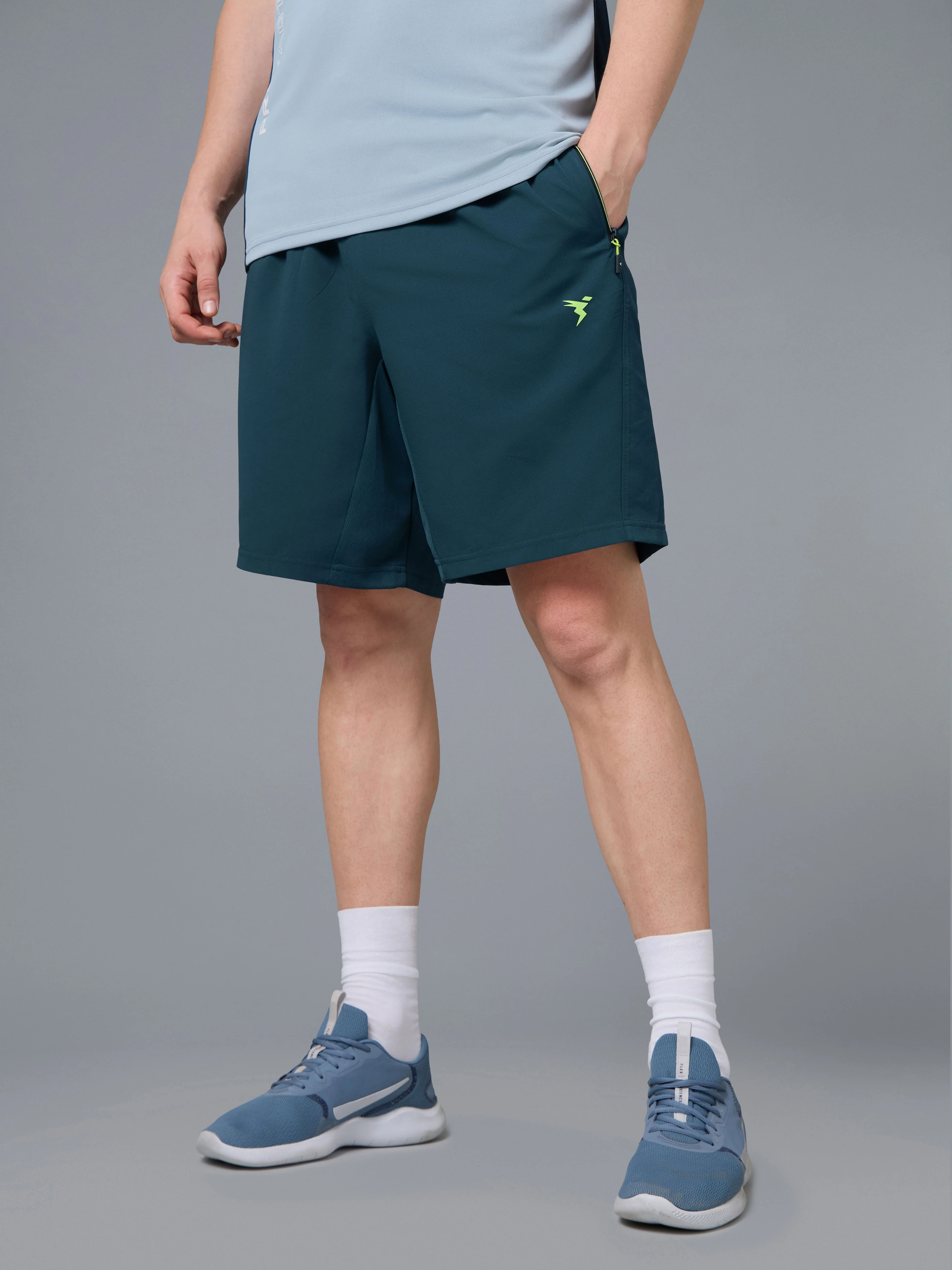 Men Solid Slim Fit Shorts with TECHNOLITE - Image 2