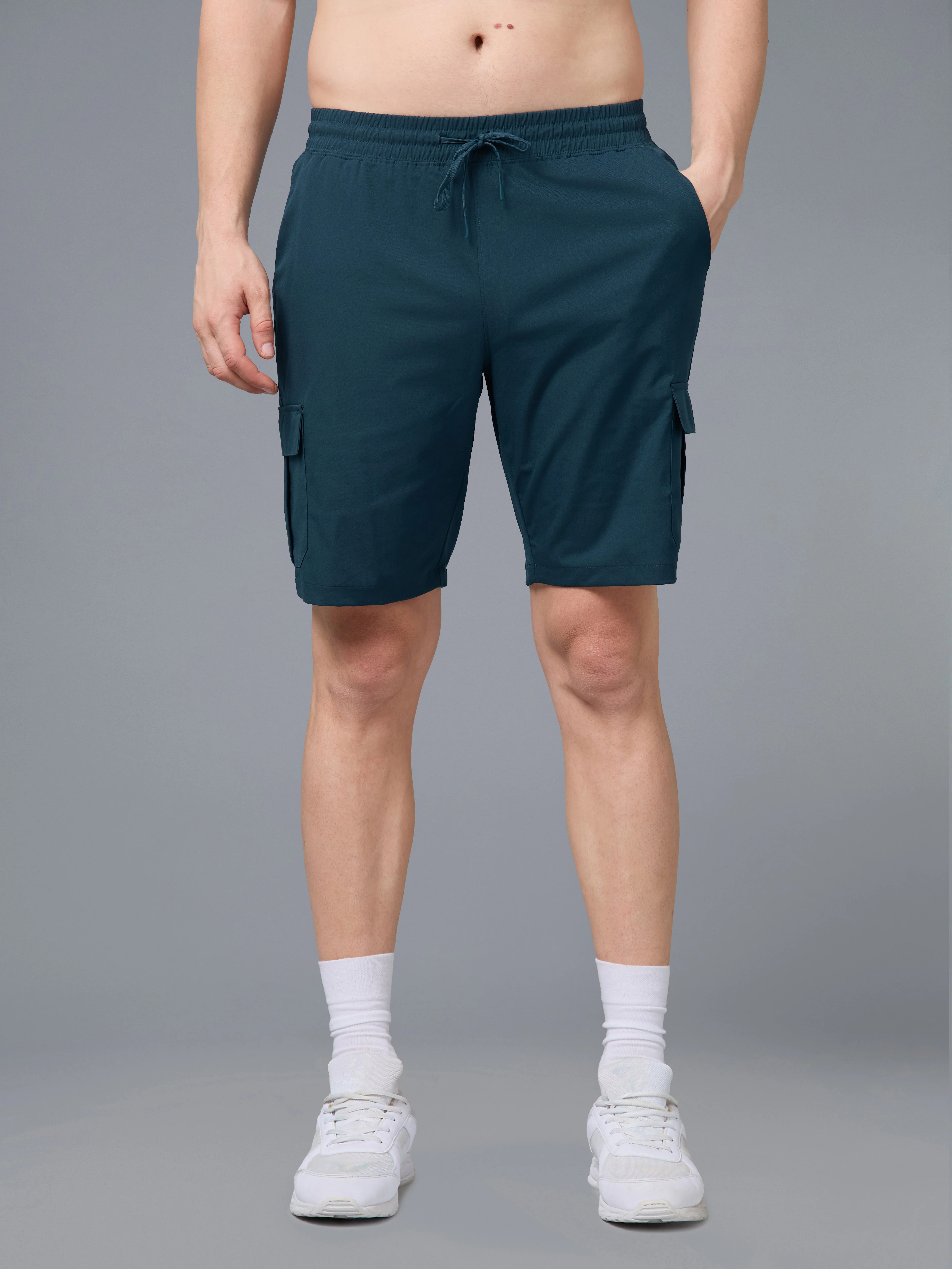 Men Solid Slim Fit Shorts with TS FLEXI - Image 2