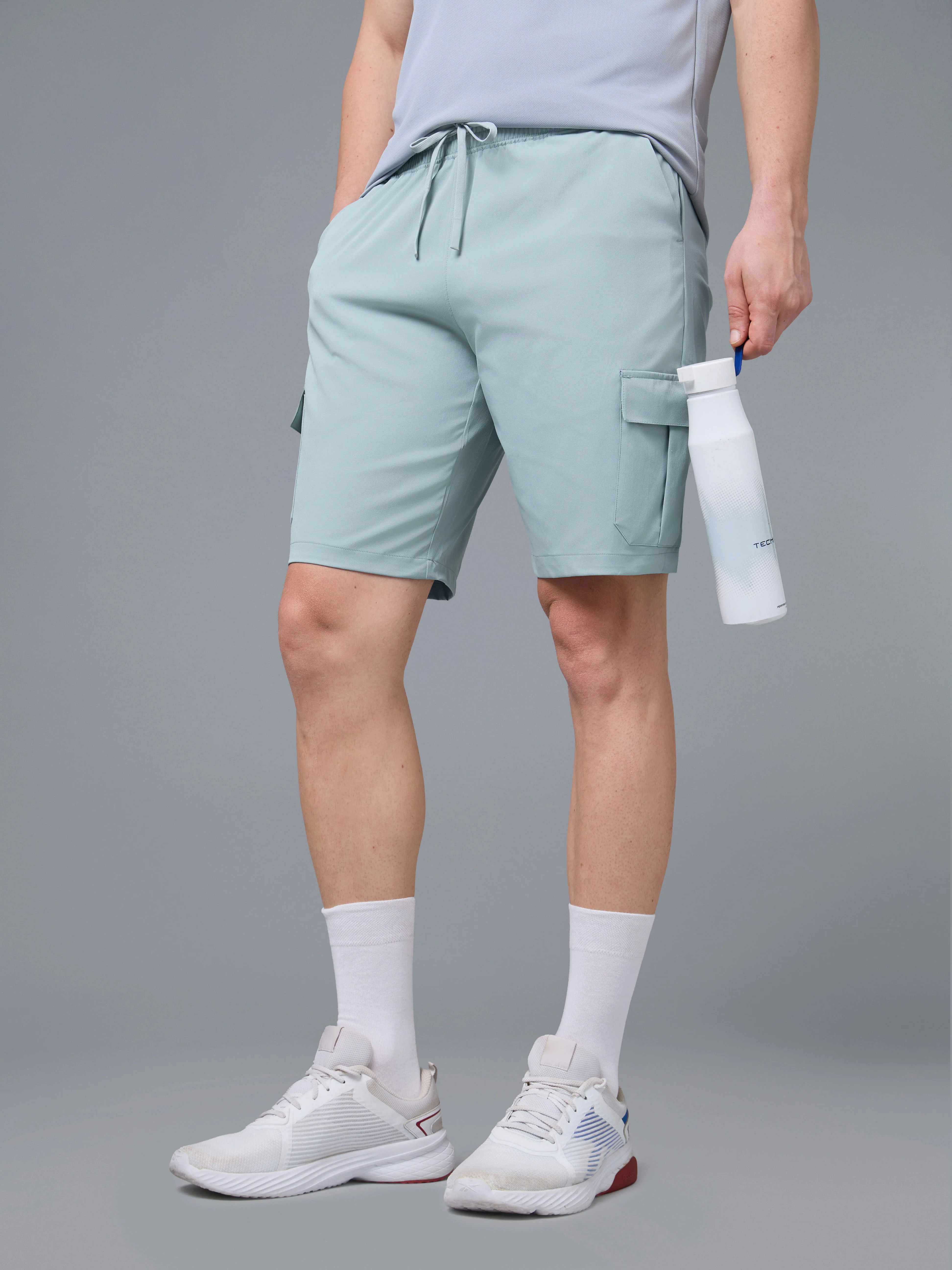 Men Solid Slim Fit Shorts with TS FLEXI