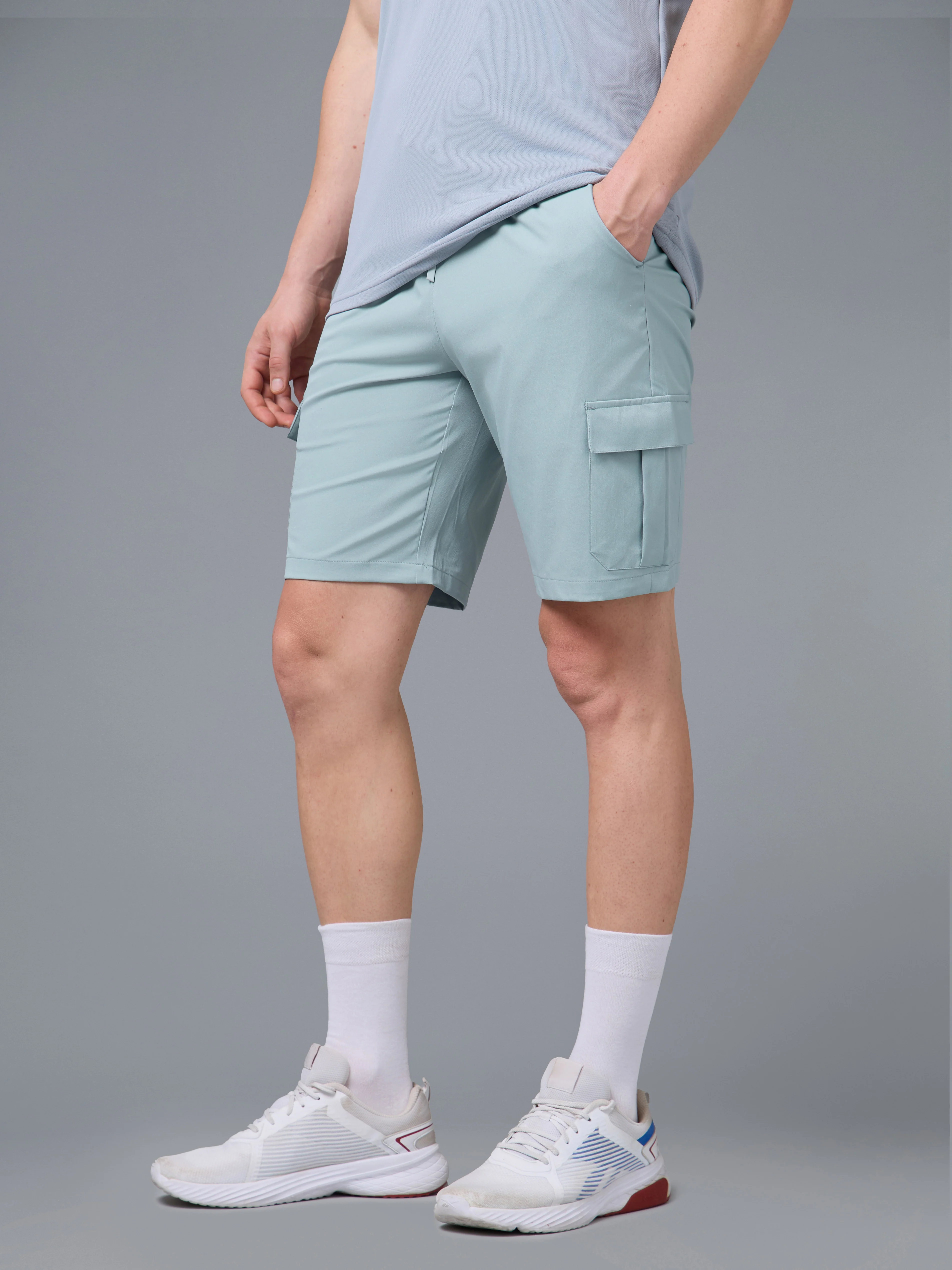 Men Solid Slim Fit Shorts with TS FLEXI - Image 4