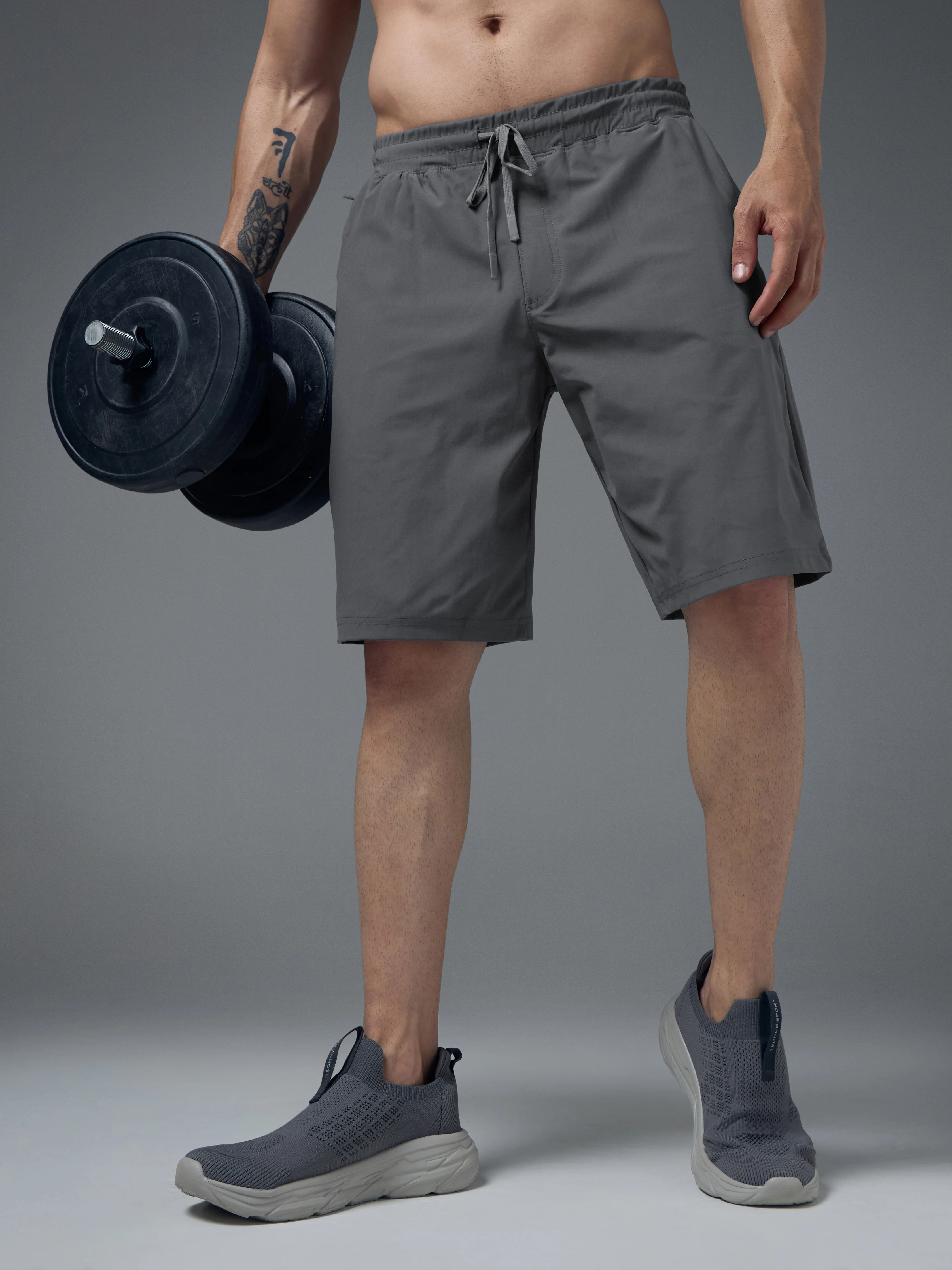 Men Solid Slim Fit Sports Shorts with DURACOOL