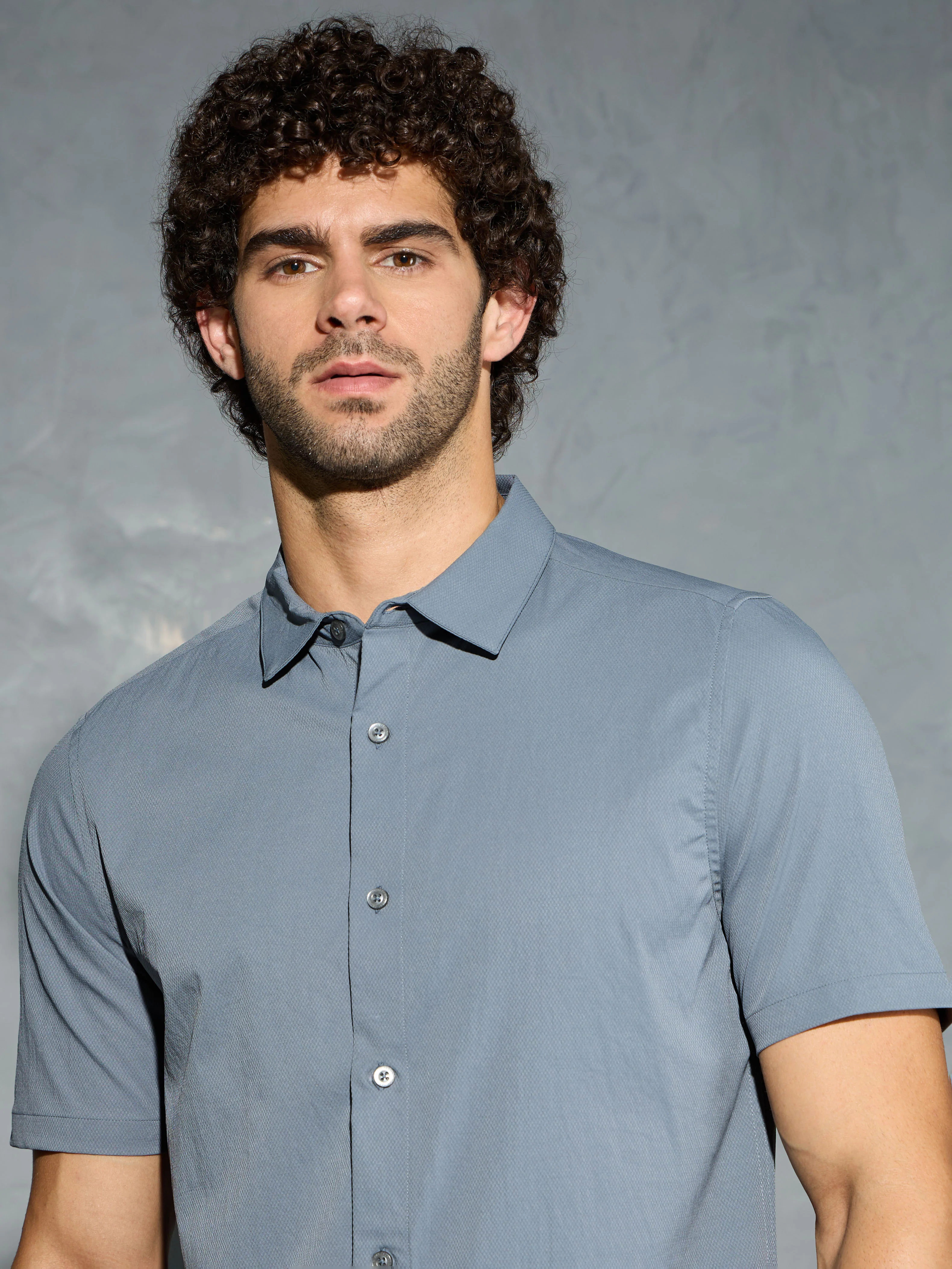 Men Solid Slim Fit Spread Collar Shirt with TS LYTRA - Image 4