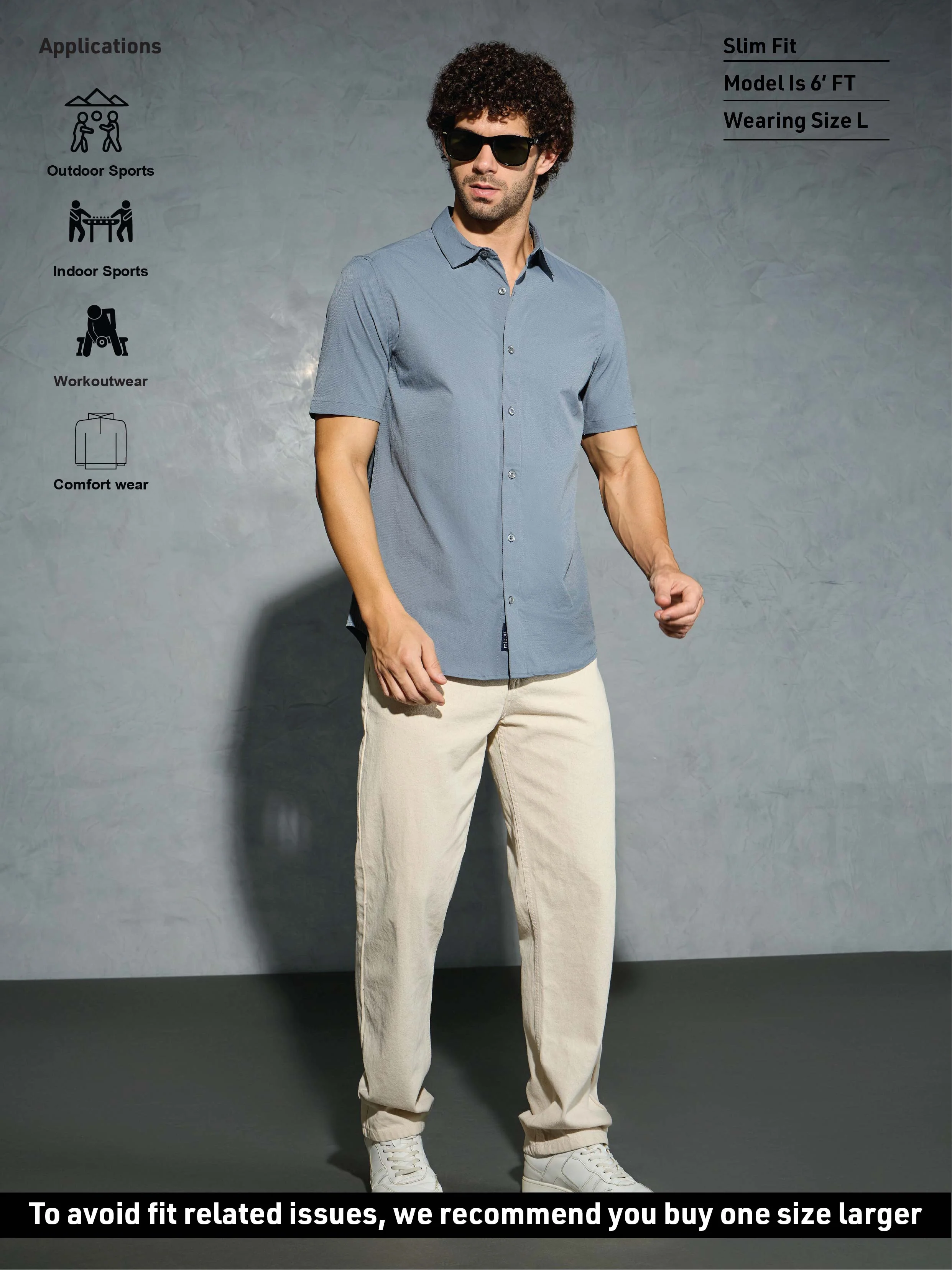 Men Solid Slim Fit Spread Collar Shirt with TS LYTRA - Image 5