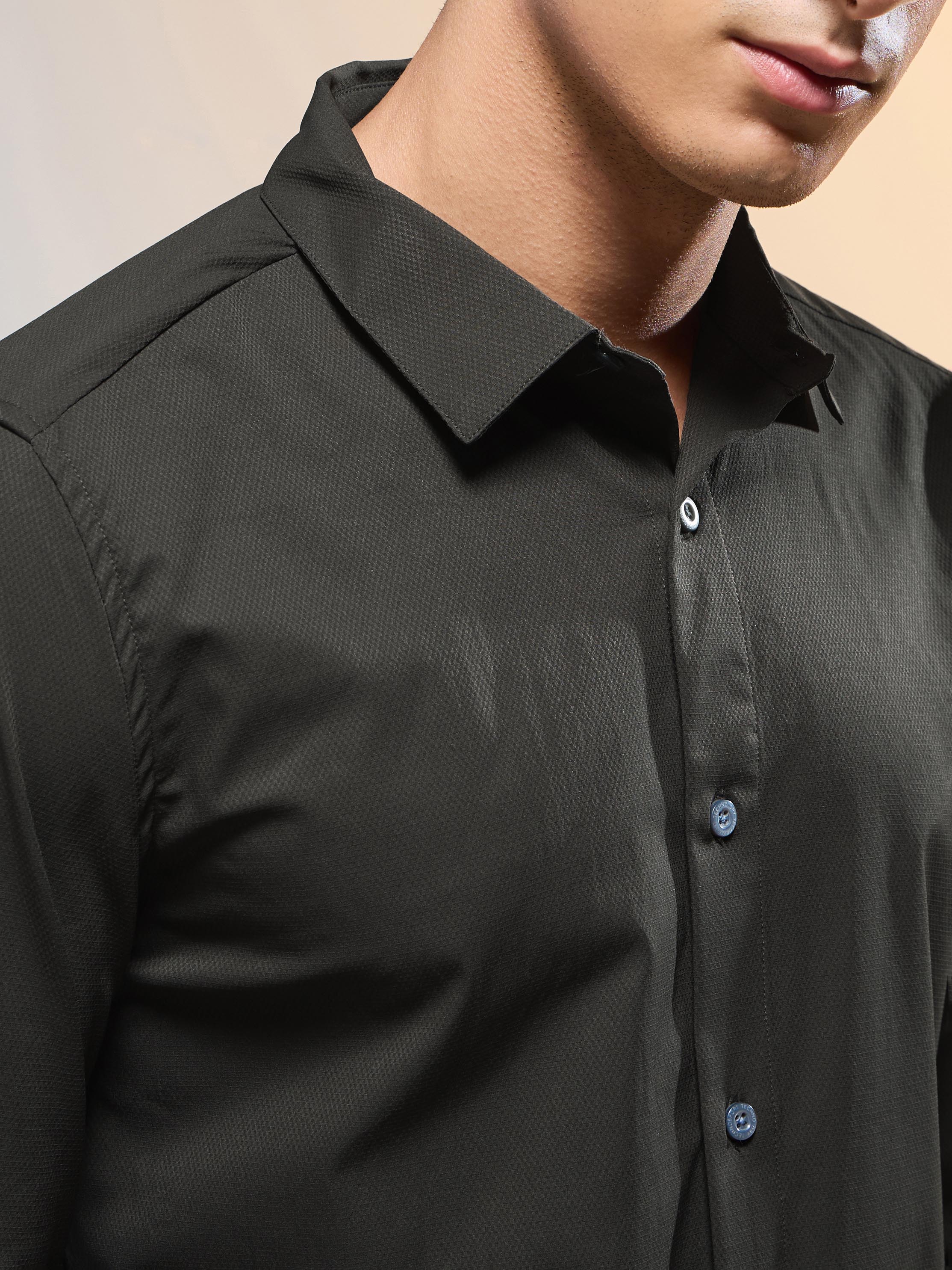 Men Solid Slim Fit Spread Collar Shirt with TS LYTRA - Image 6