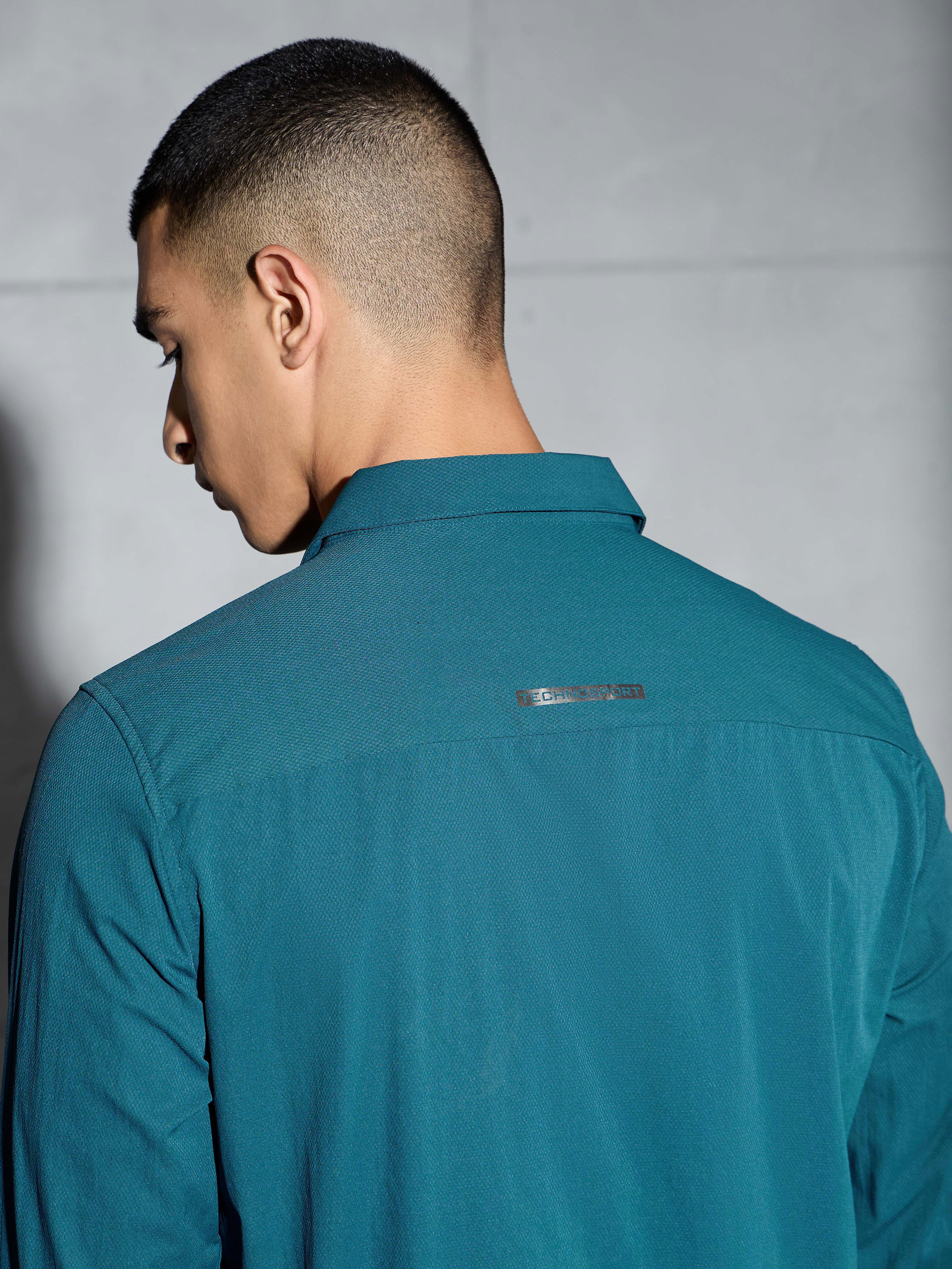Men Solid Slim Fit Spread Collar Shirt with TS LYTRA - Image 7
