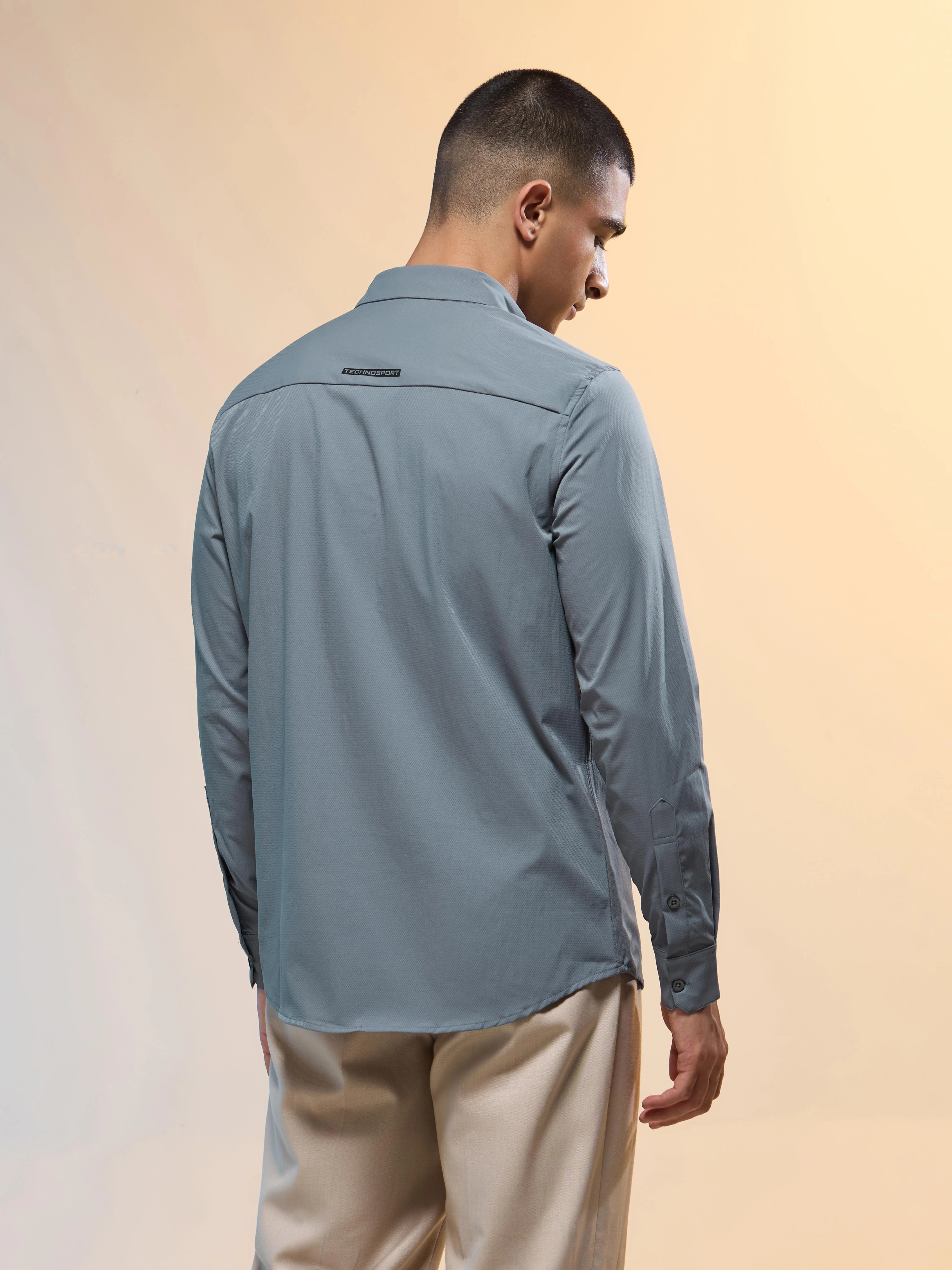 Men Solid Slim Fit Spread Collar Shirt with TS LYTRA - Image 3