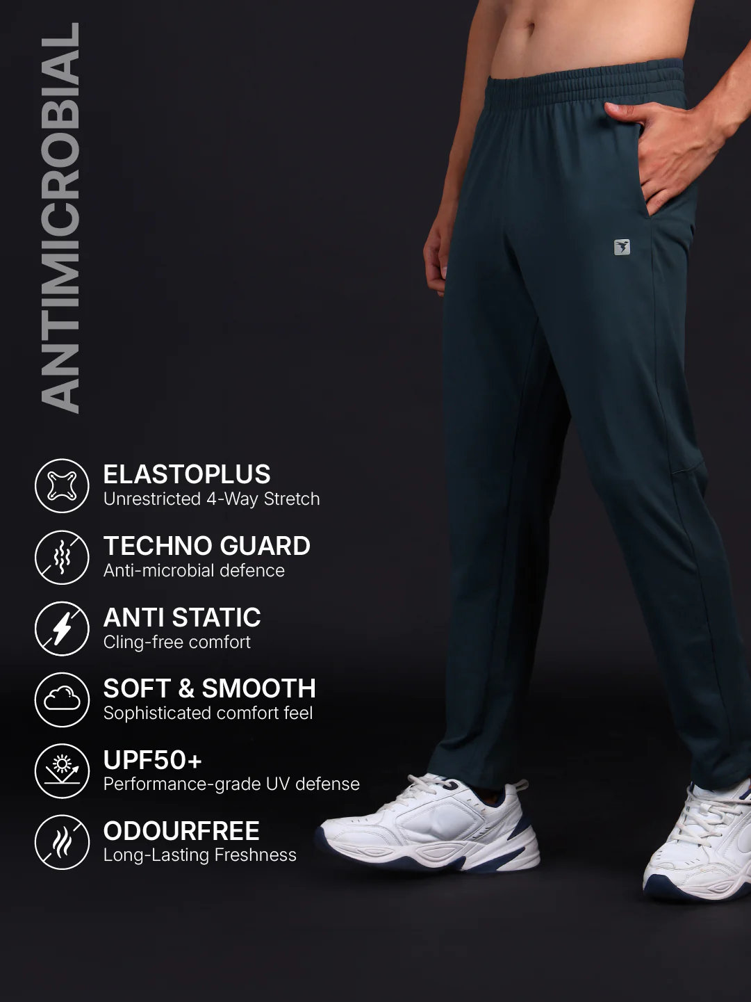 Men Solid Slim Fit Trackpants with 4 Way Crispy - Image 4