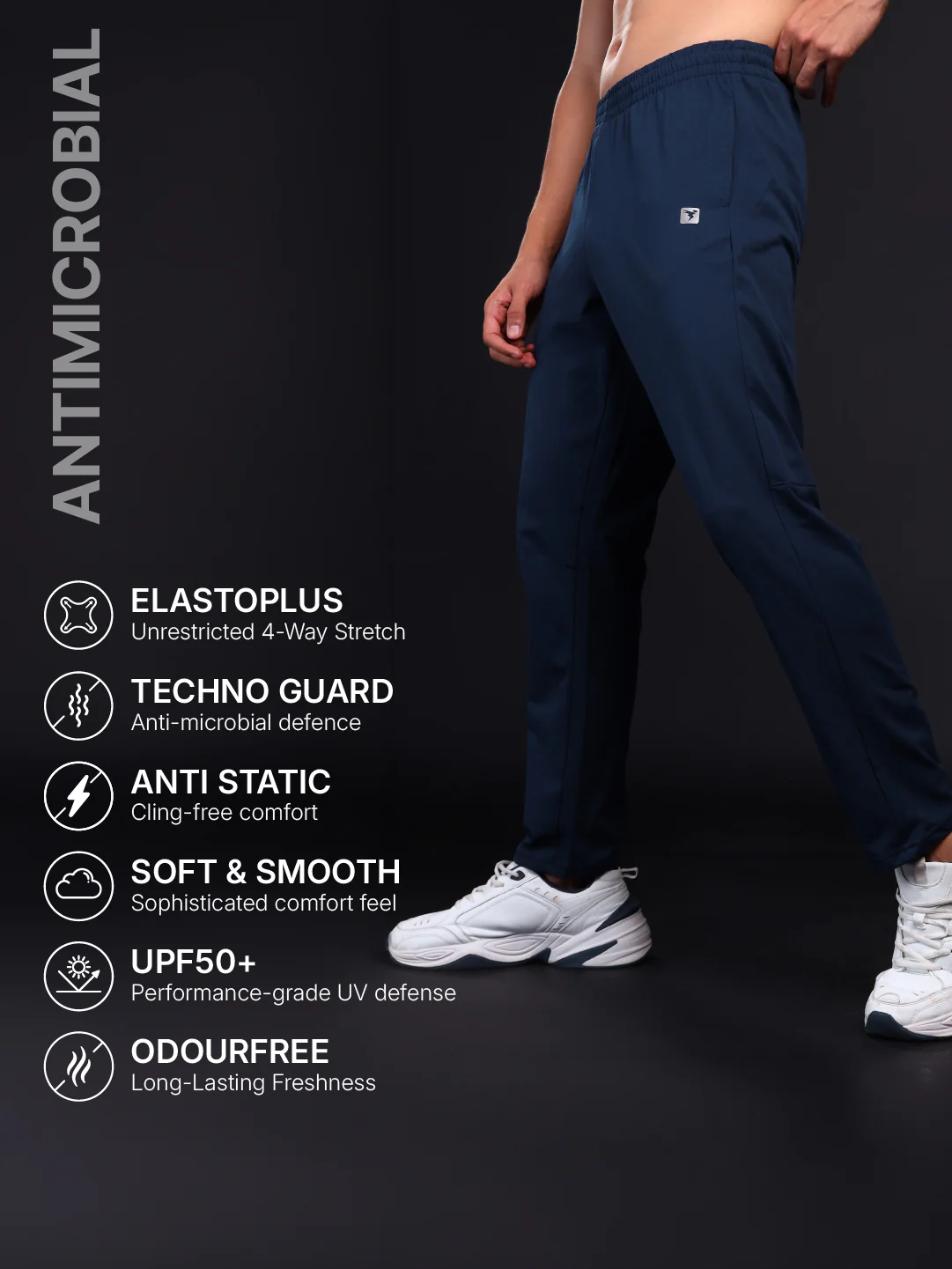 Men Solid Slim Fit Trackpants with 4 Way Crispy - Image 4