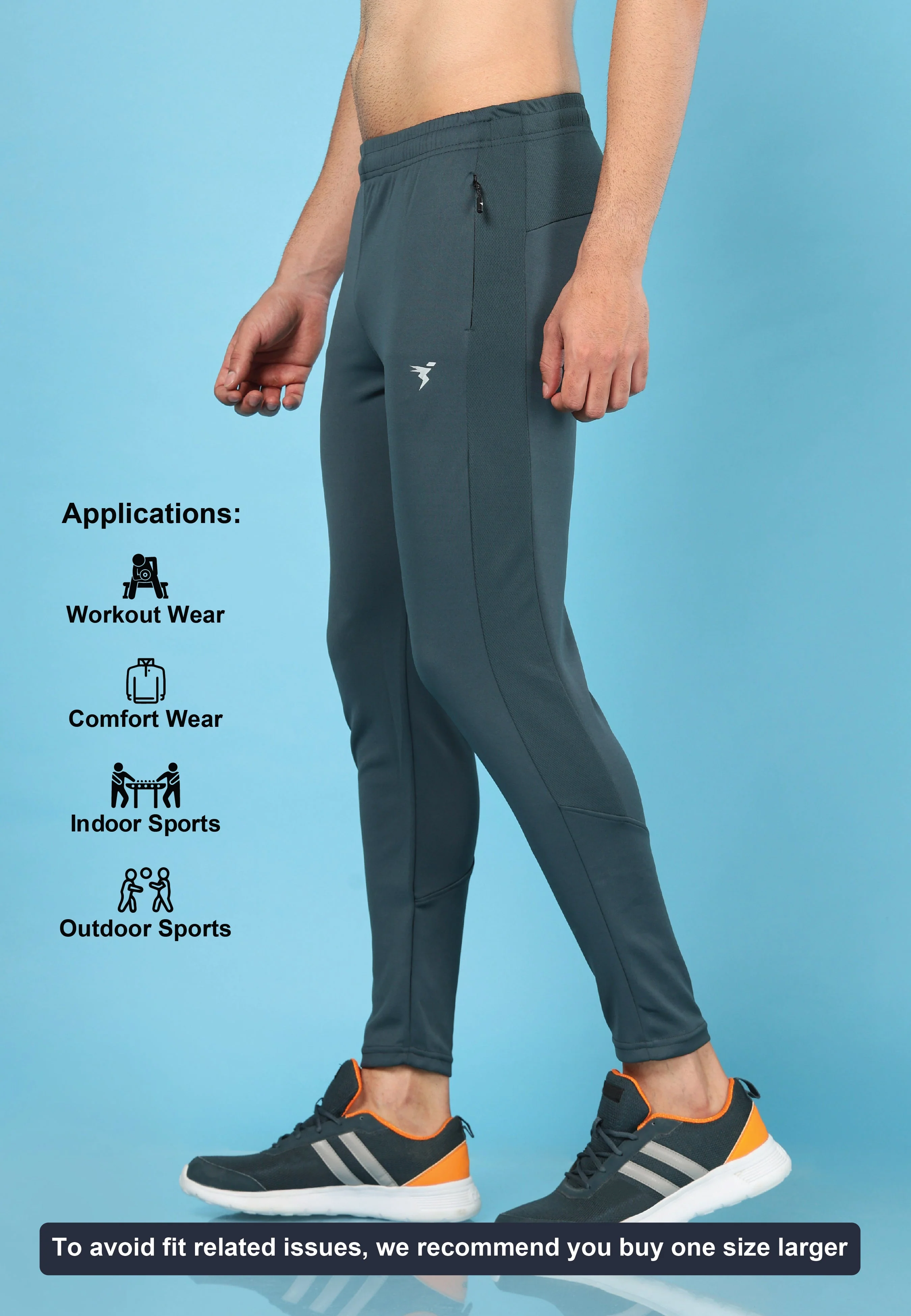 Men Solid Slim Fit Trackpants with TECHNO DRY - Image 3