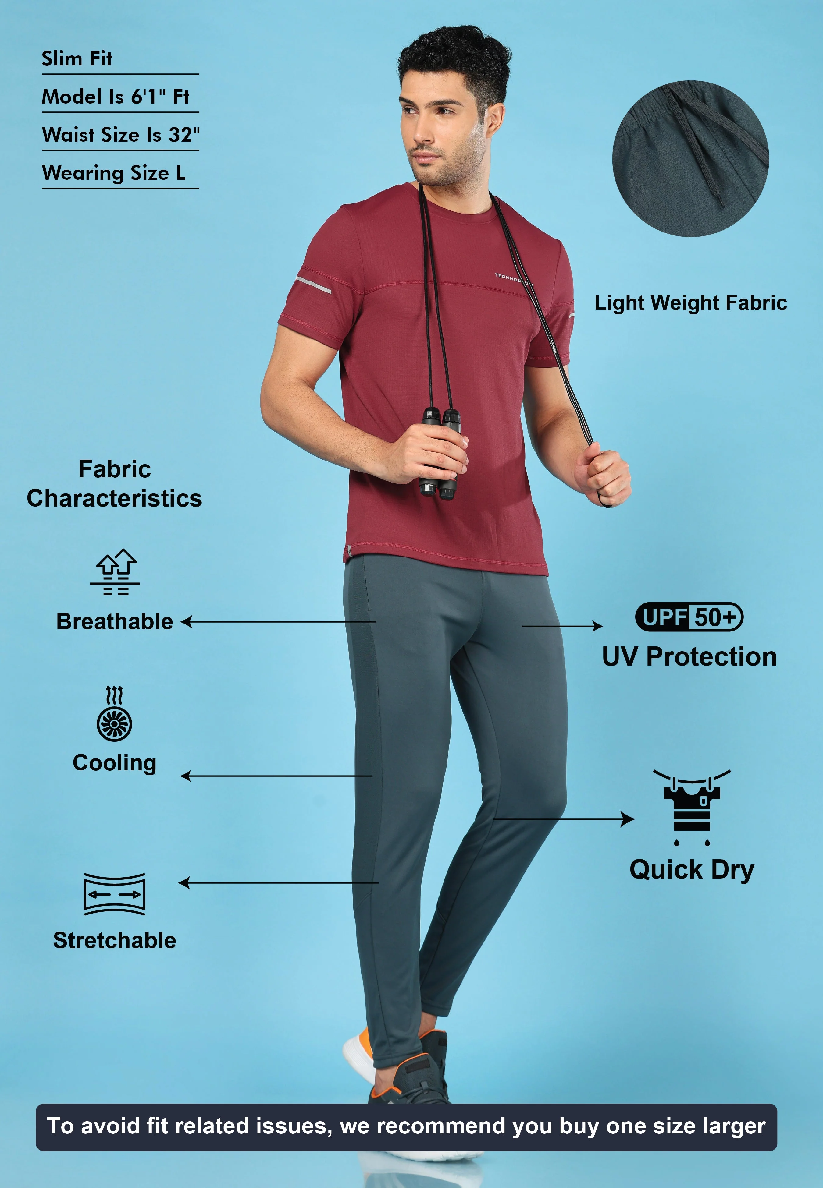 Men Solid Slim Fit Trackpants with TECHNO DRY - Image 4