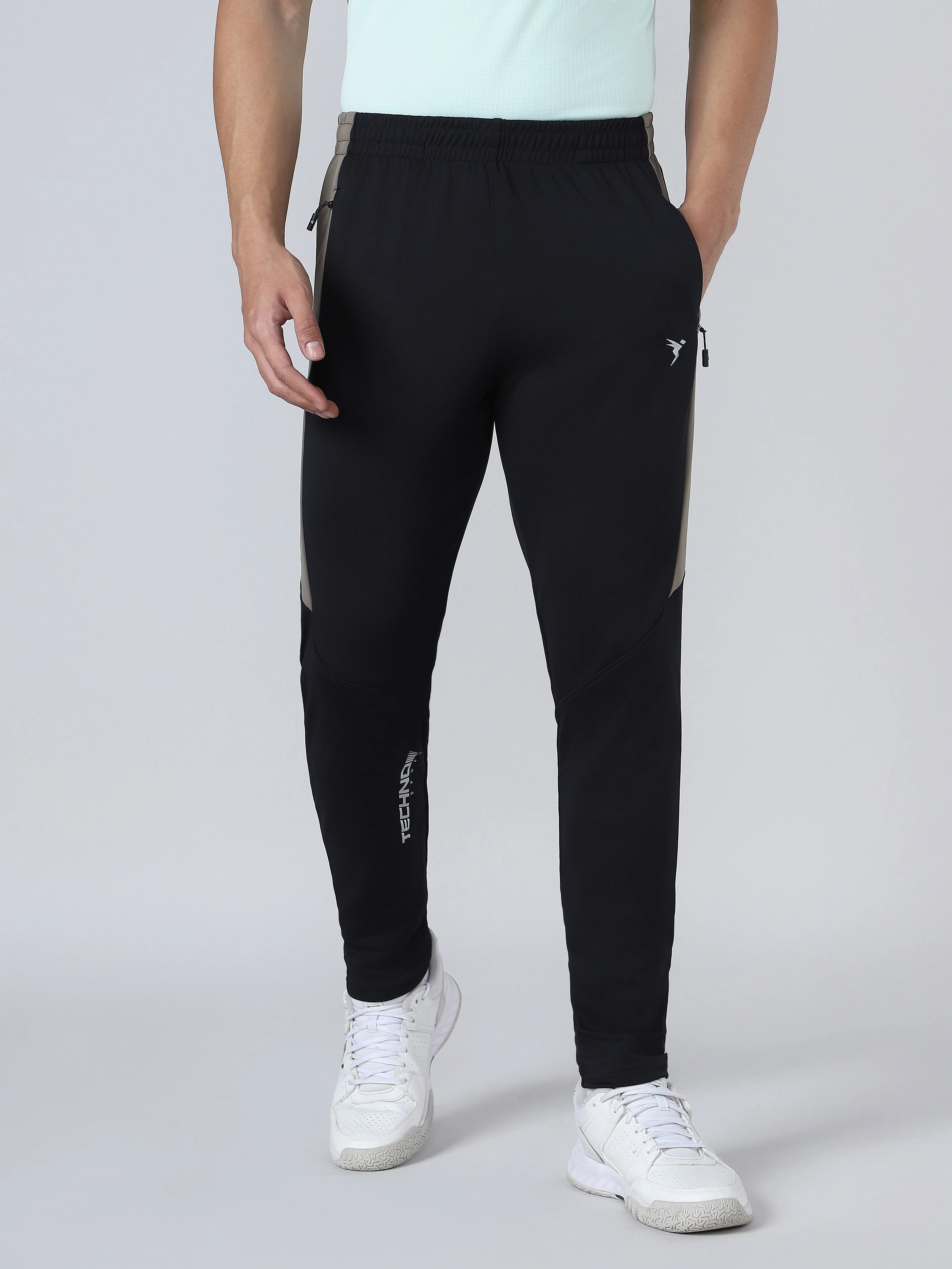 Men Solid Slim Fit Trackpants with TECHNO DRY