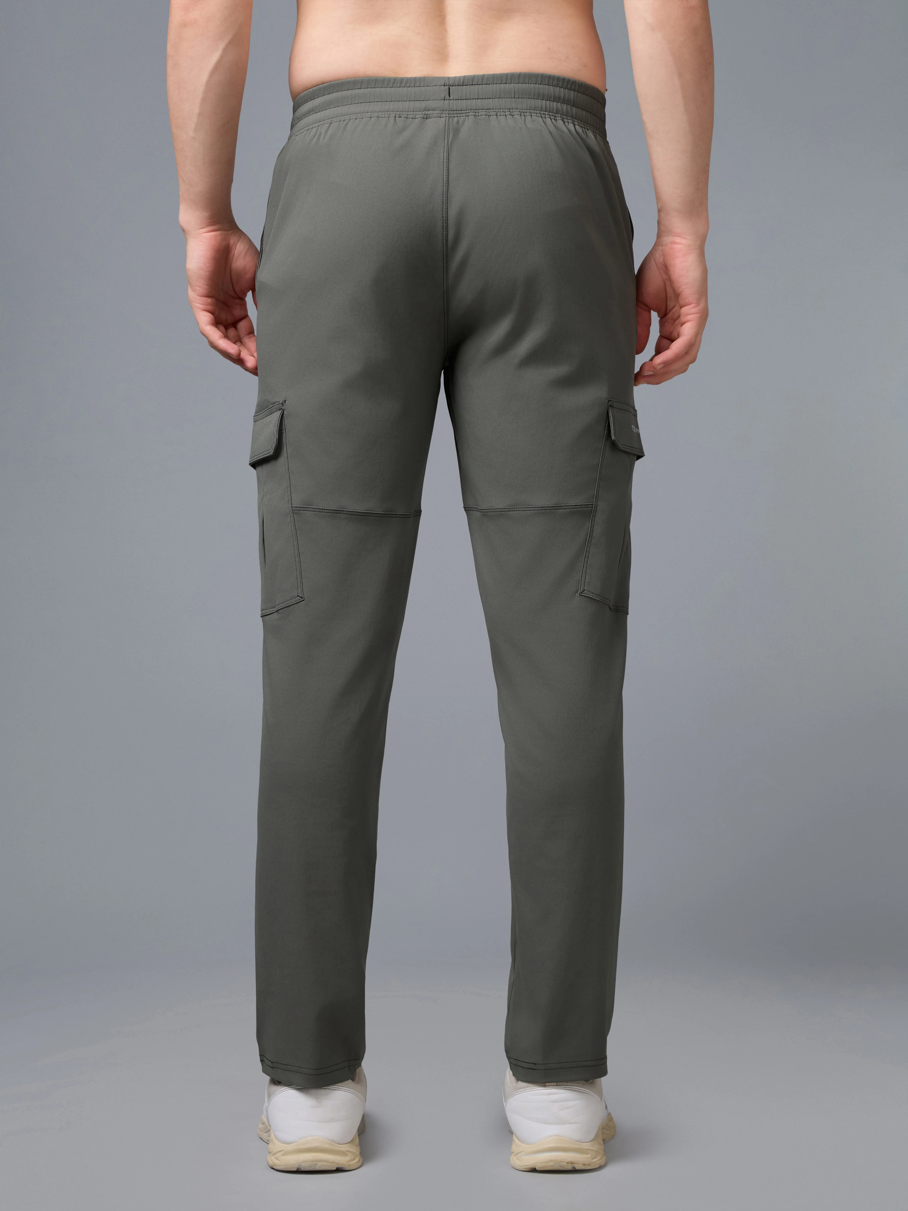 Men Solid Straight Fit Sports Cargo Trackpants with TS FLEXI - Image 3
