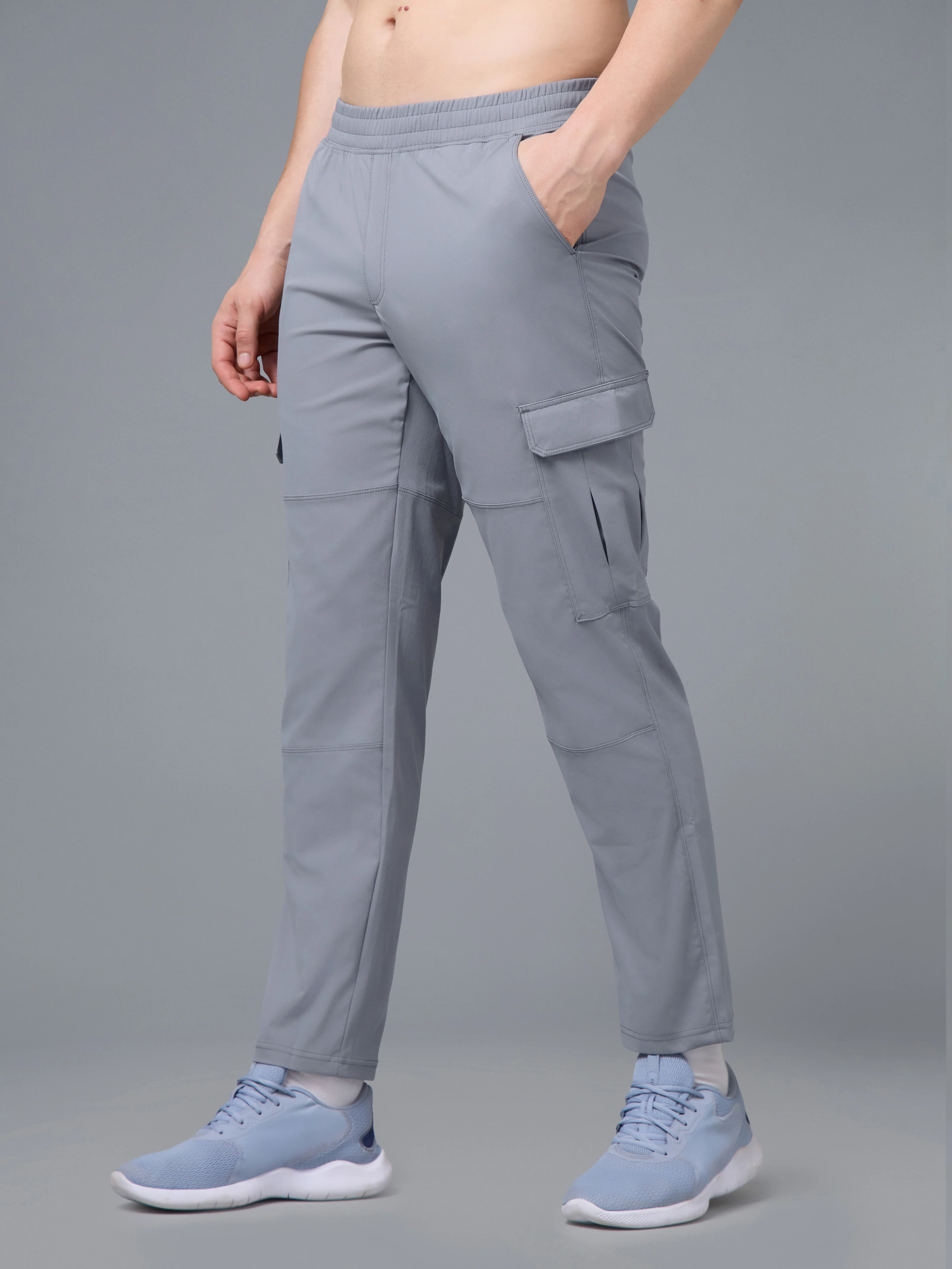 Men Solid Straight Fit Sports Cargo Trackpants with TS FLEXI - Image 4