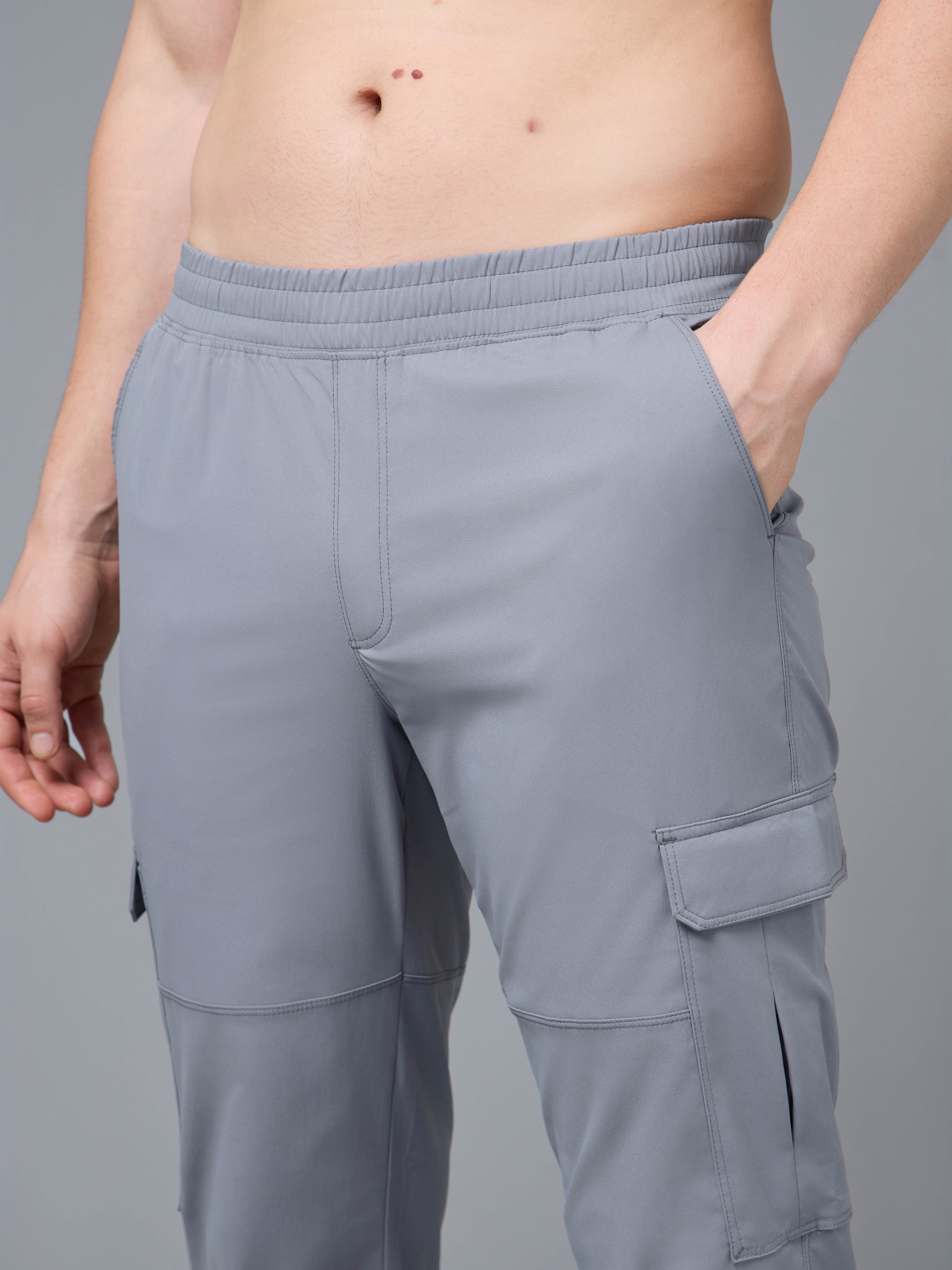 Men Solid Straight Fit Sports Cargo Trackpants with TS FLEXI - Image 5