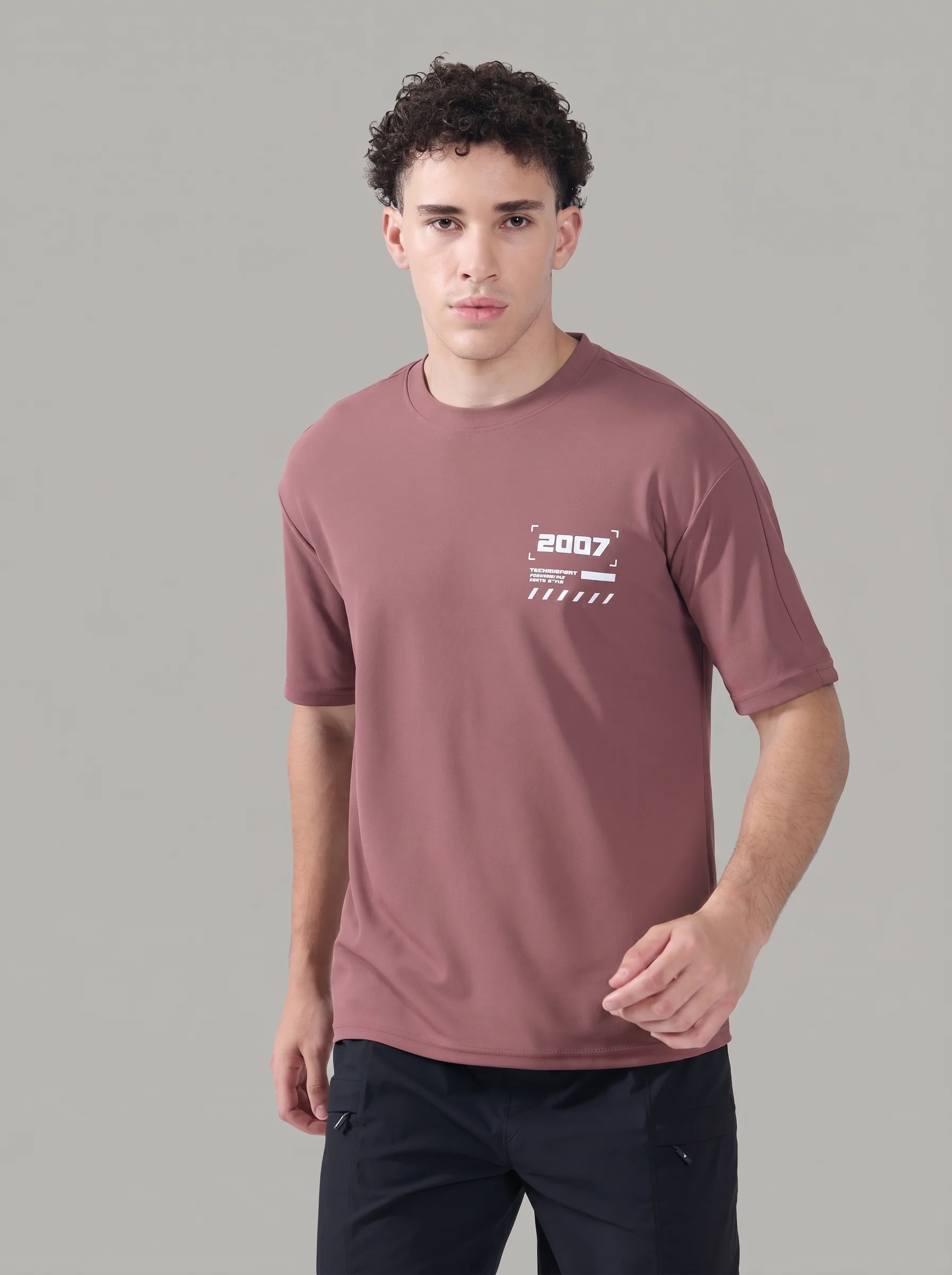 Men Typography Printed Oversized Round Neck Sports T-shirt with MATPIQ