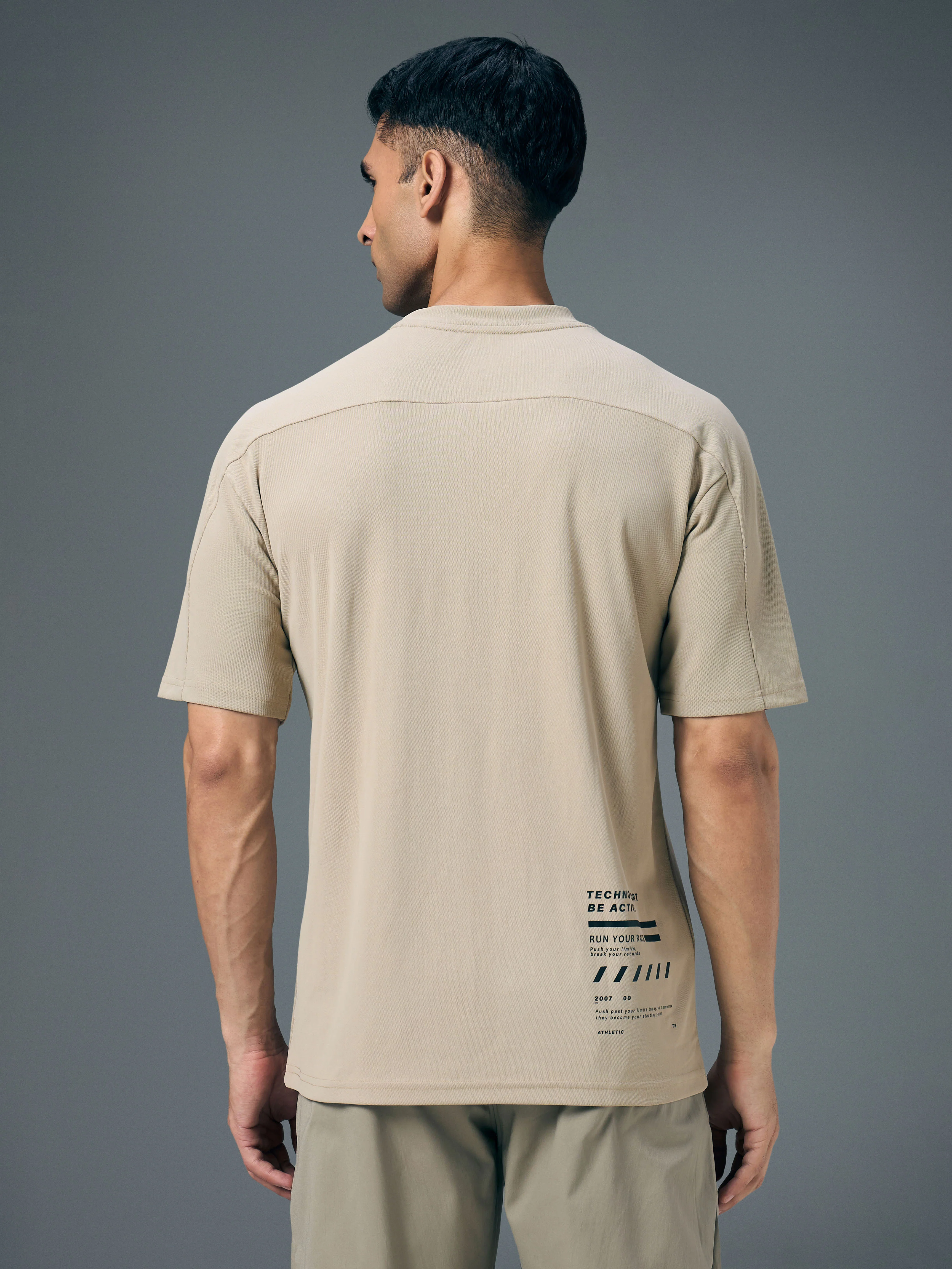 Men Typography Printed Oversized Round Neck Sports T-shirt with MATPIQ - Image 3