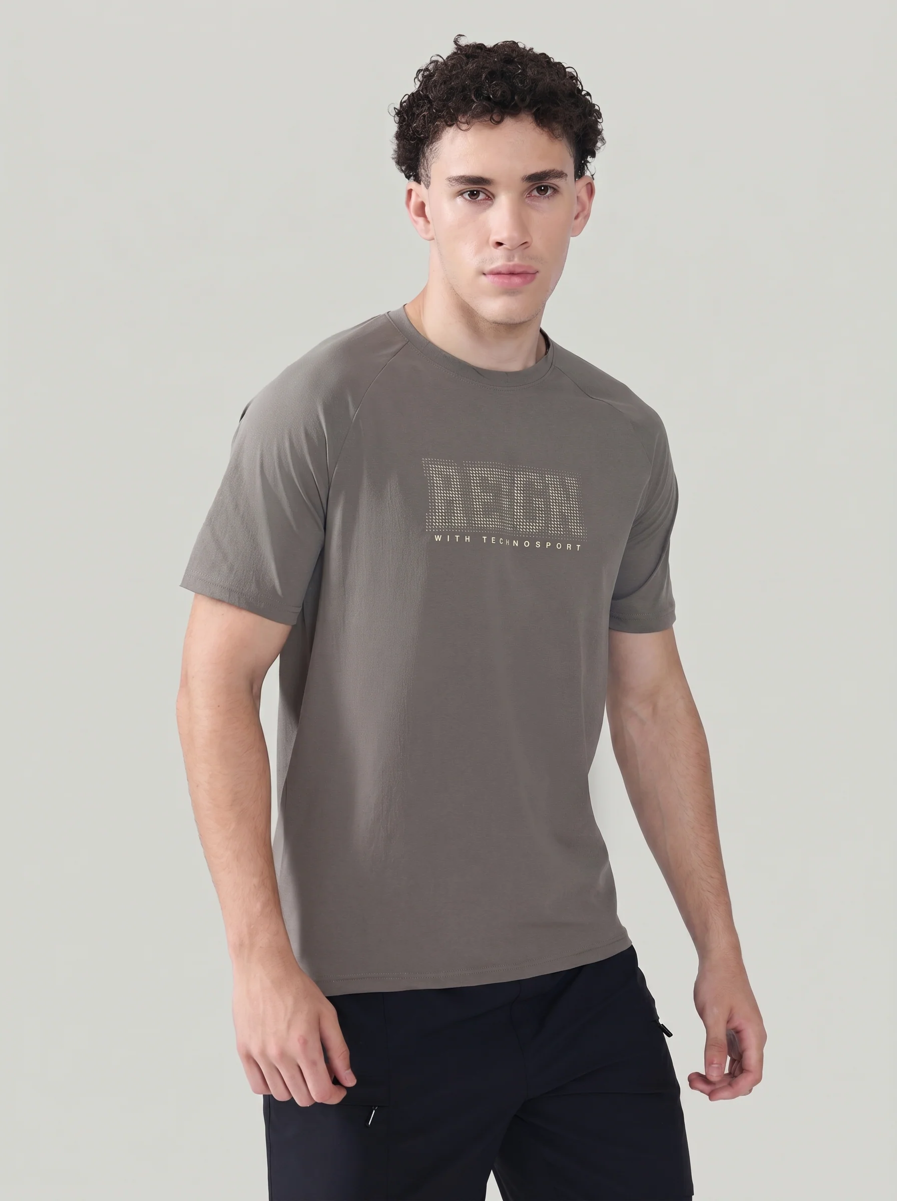 Men Typography Printed Slim Fit Round Neck Sports T-shirt with COTFLEX - Image 7