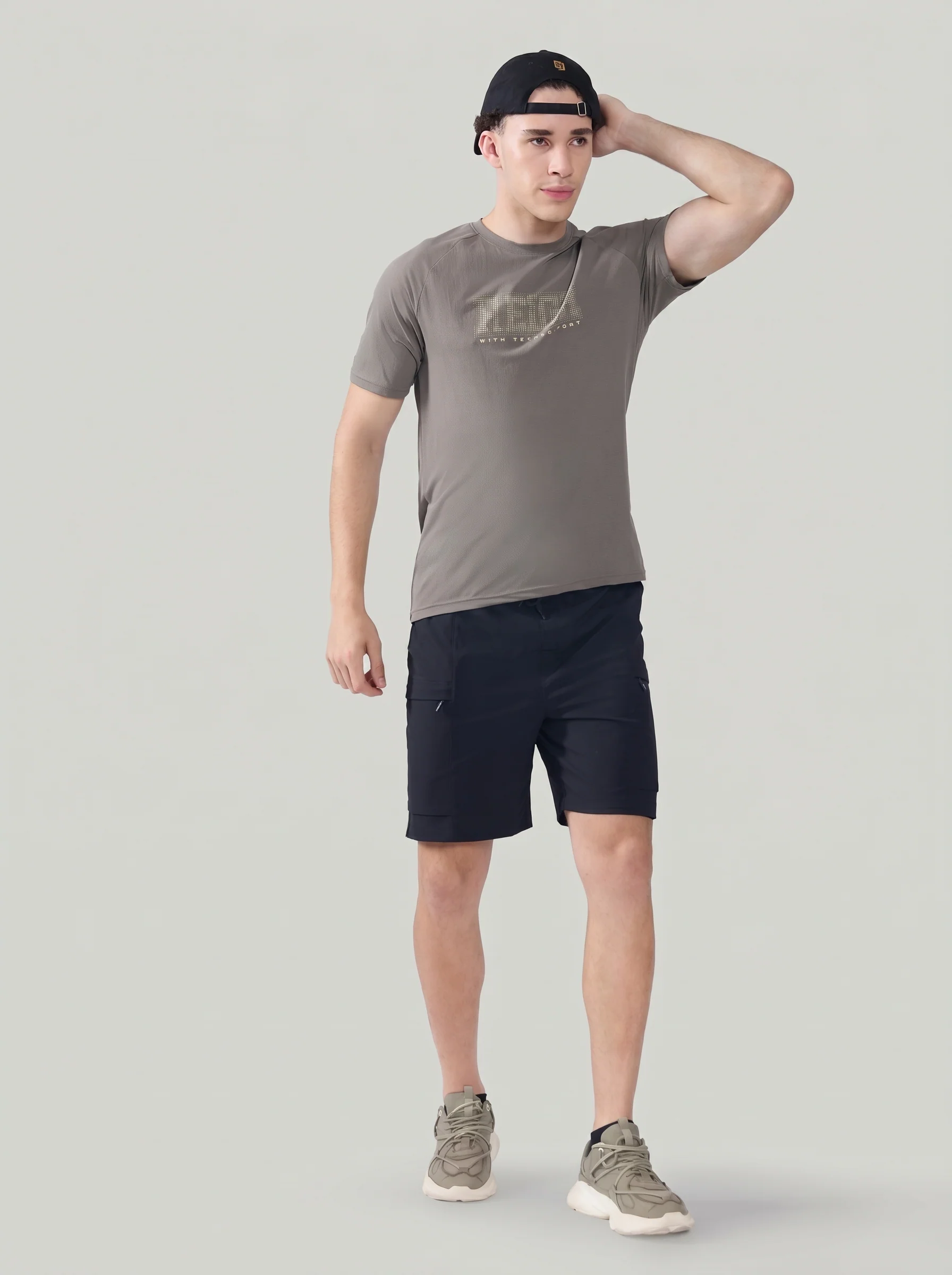 Men Typography Printed Slim Fit Round Neck Sports T-shirt with COTFLEX - Image 9