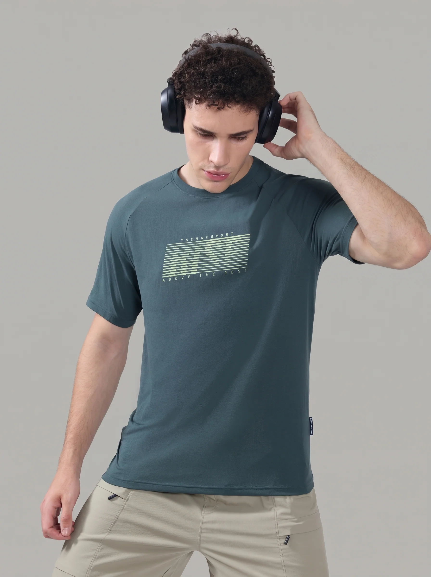 Men Typography Printed Slim Fit Round Neck Sports T-shirt with COTFLEX - Image 2