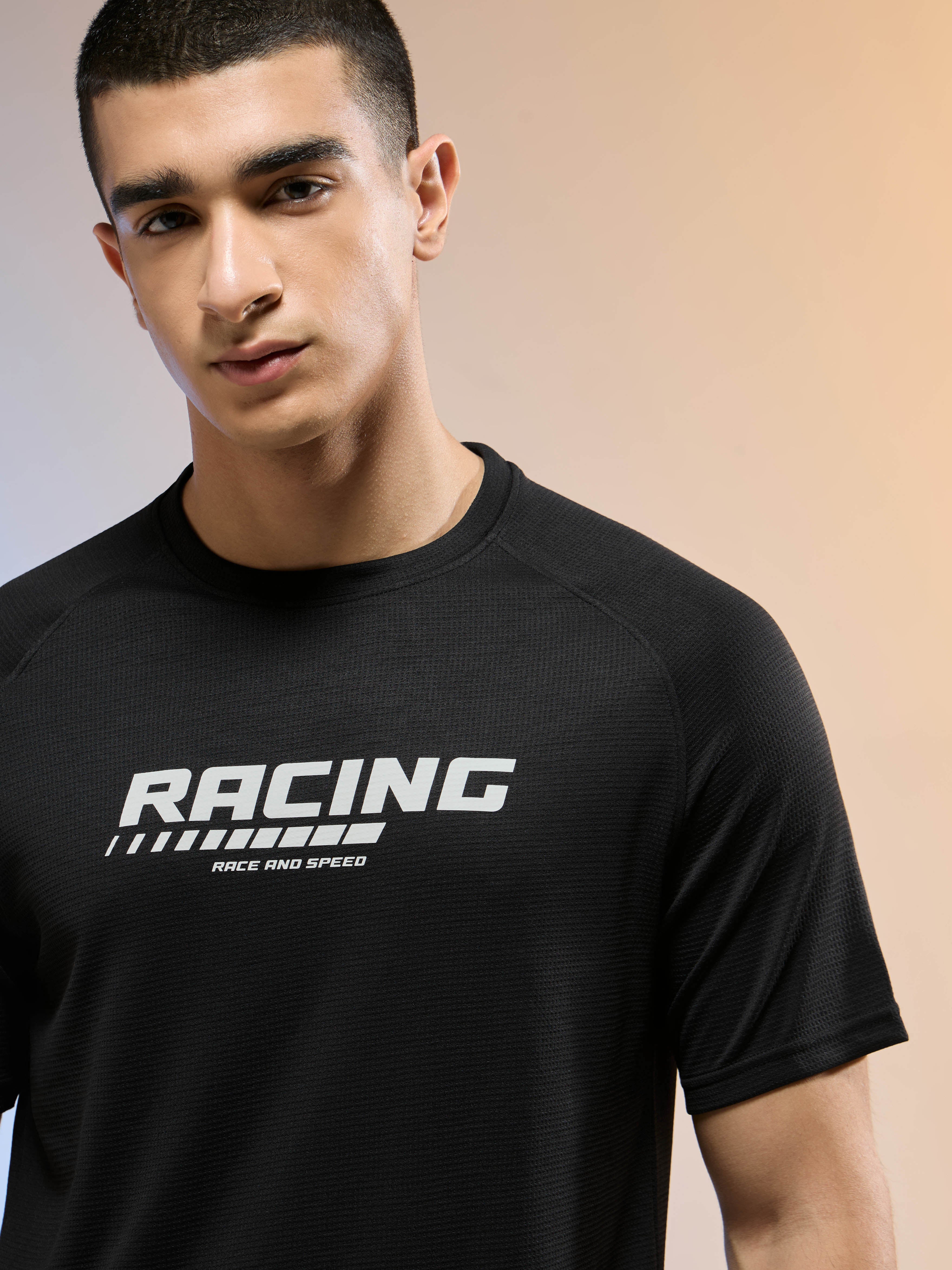 Men Typography Printed Slim Fit Round Neck Sports T-shirt with TECHNOCOOL+ - Image 6