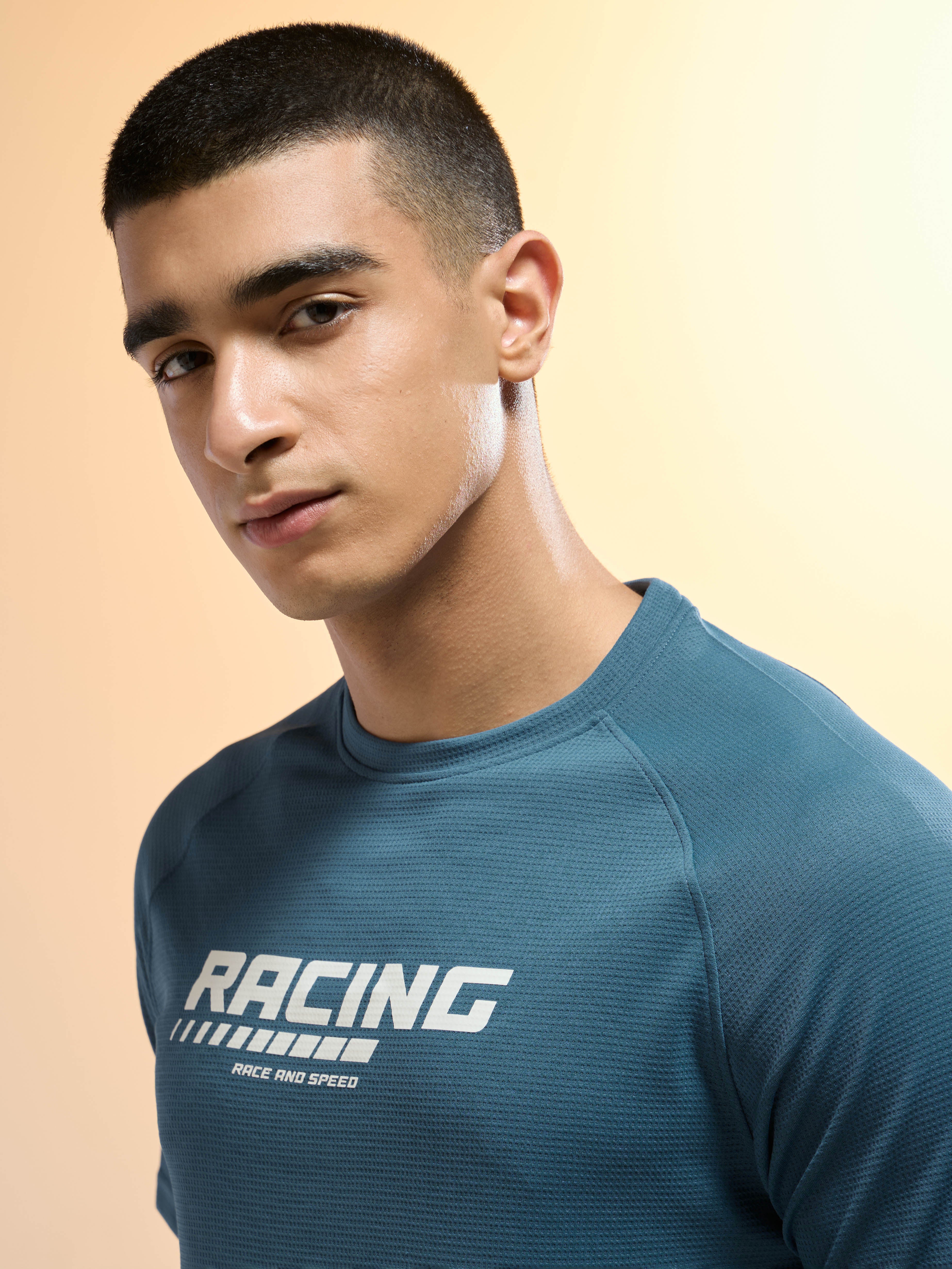 Men Typography Printed Slim Fit Round Neck Sports T-shirt with TECHNOCOOL+ - Image 6
