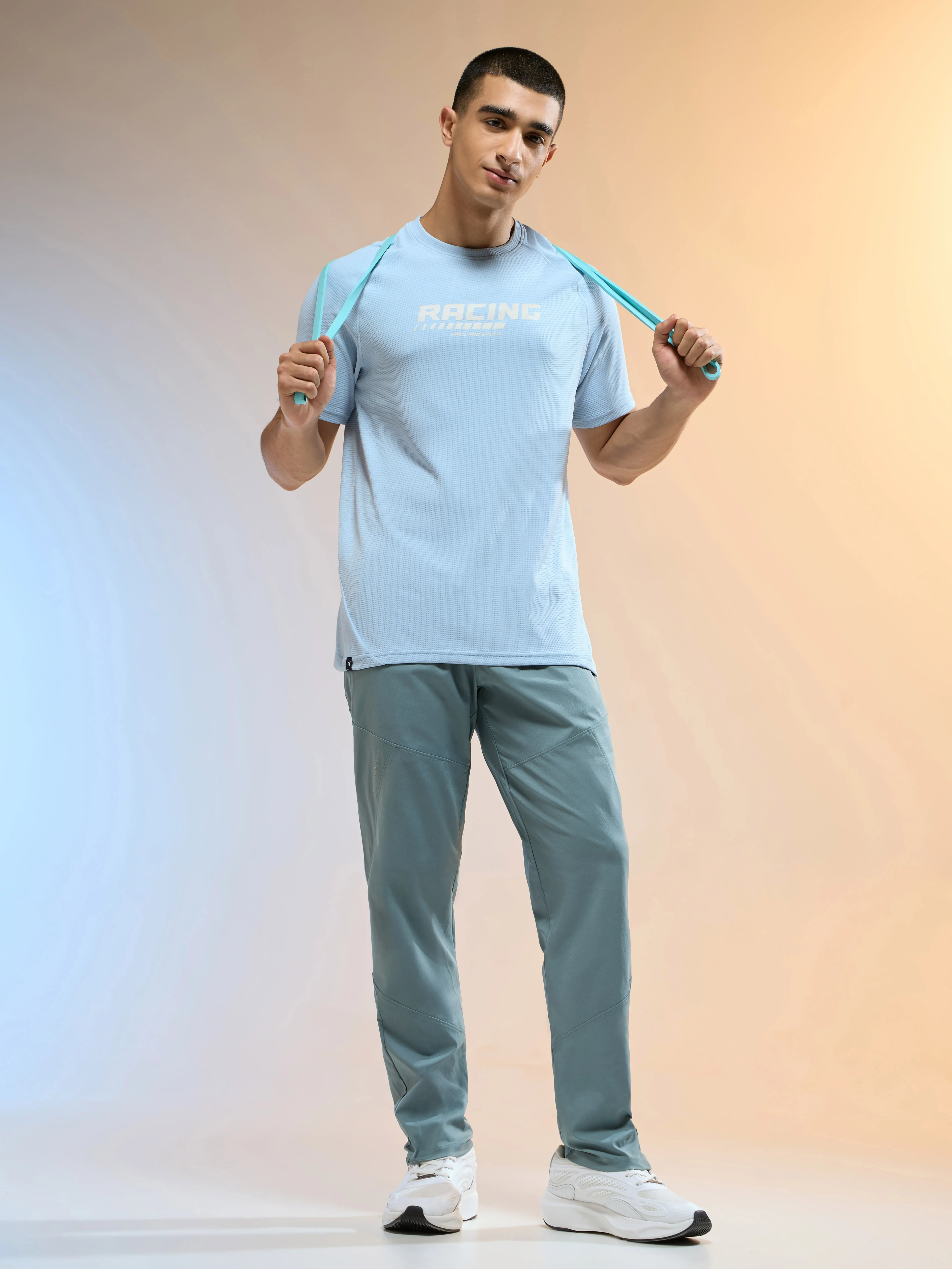 Men Typography Printed Slim Fit Round Neck Sports T-shirt with TECHNOCOOL+ - Image 5
