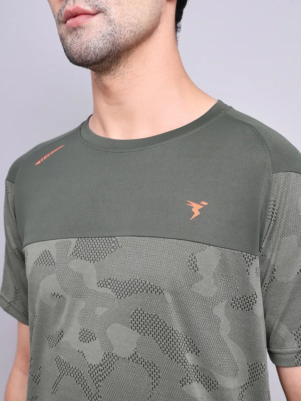 Men Jacquard Slim Fit Crew Neck T-shirt with VENTMESH - Image 6
