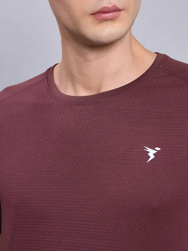 Men Self Design Slim Fit Crew Neck T-shirt with VENTMESH - Image 6