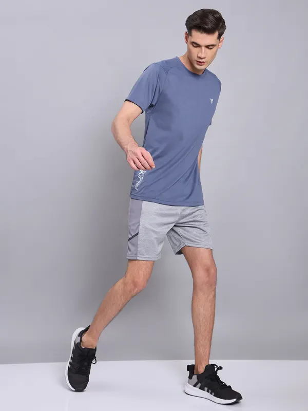Men Self Design Slim Fit Crew Neck T-shirt with VENTMESH - Image 5