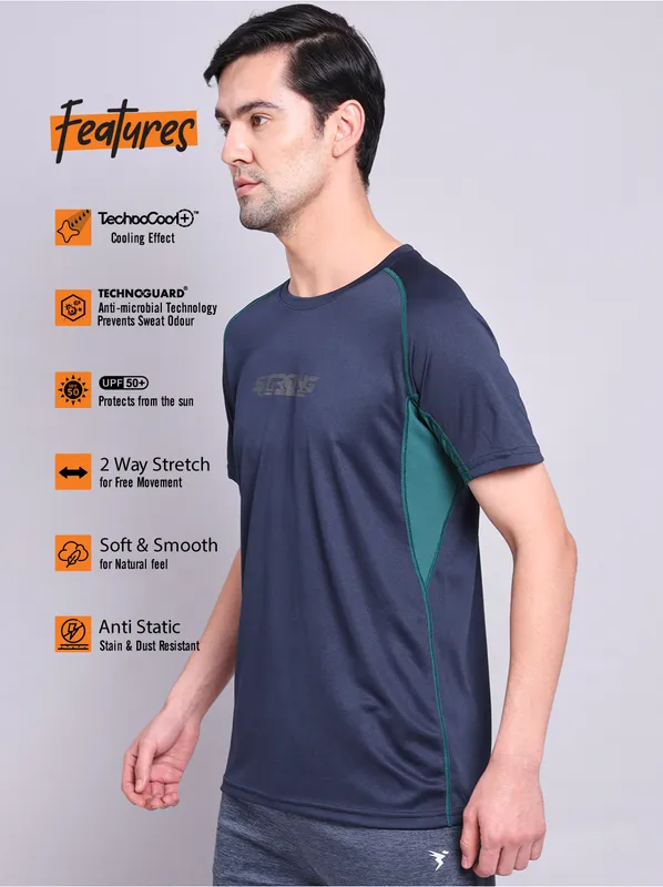 Men Printed Regular Fit Crew Neck T-shirt with TECHNO COOL+ - Image 3