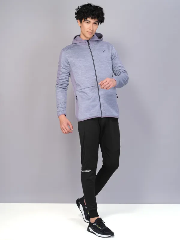 Men Melange Slim Fit Hooded Jacket with TECHNO WARM+ - Image 6