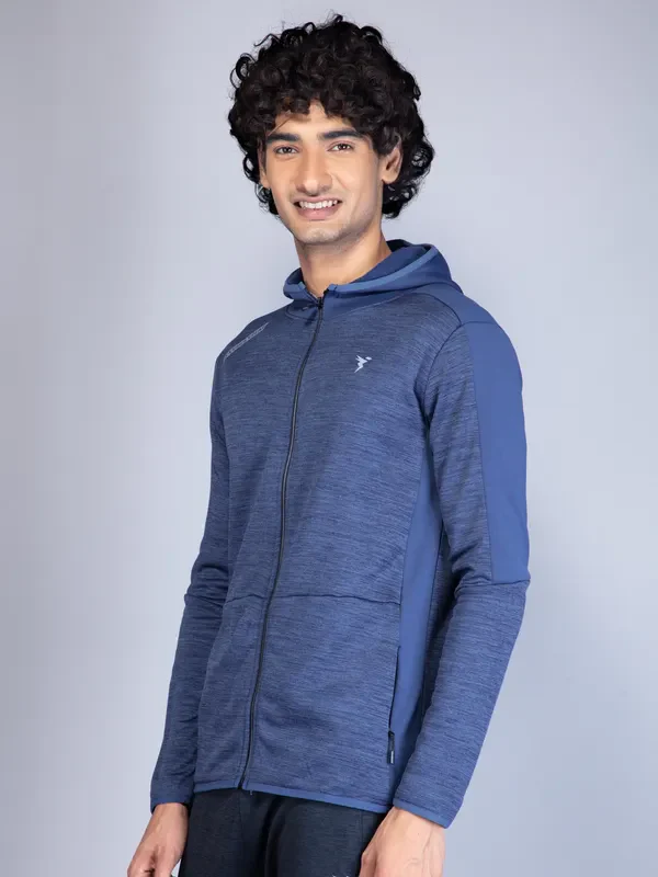 Men Melange Slim Fit Hooded Jacket with TECHNO WARM+ - Image 5