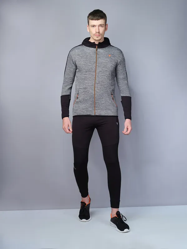 Men Melange Slim Fit Hooded Jacket with TECHNO WARM+ - Image 5