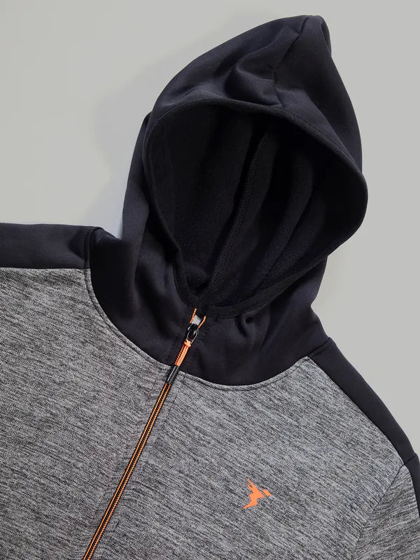 Men Melange Slim Fit Hooded Jacket with TECHNO WARM+ - Image 6
