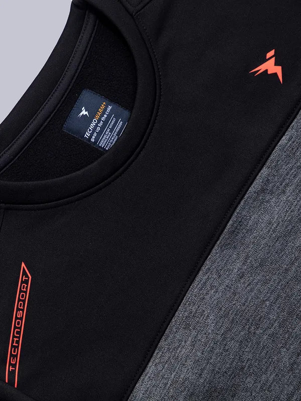 Men Melange Slim Fit Crew Neck Sweatshirt with TECHNO WARM+ - Image 7