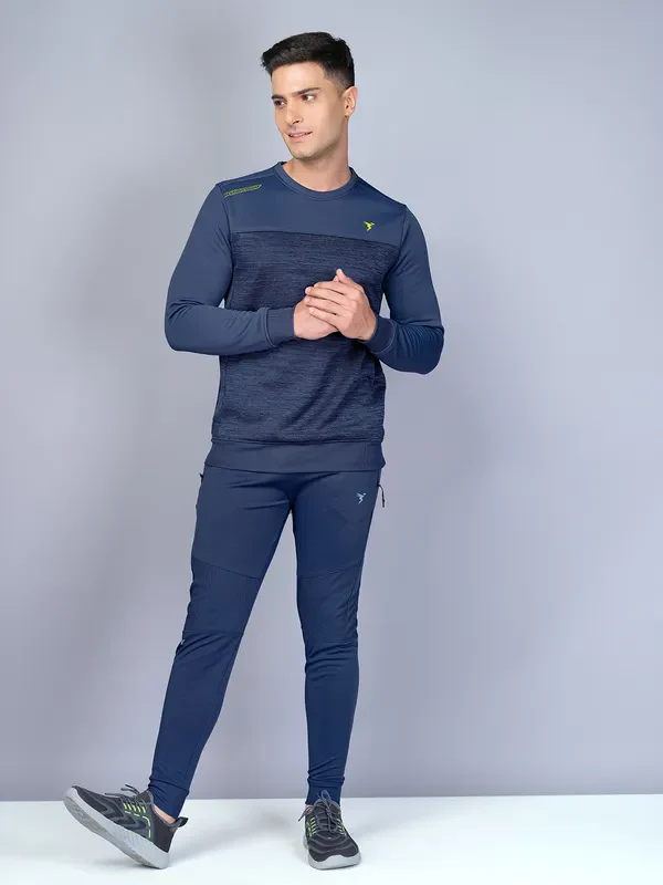 Men Melange Slim Fit Crew Neck Sweatshirt with TECHNO WARM+ - Image 4