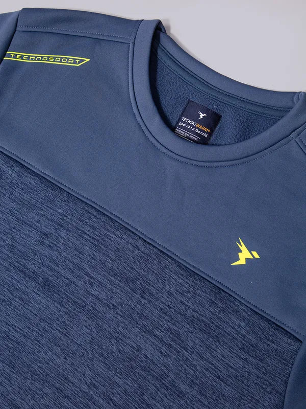 Men Melange Slim Fit Crew Neck Sweatshirt with TECHNO WARM+ - Image 7